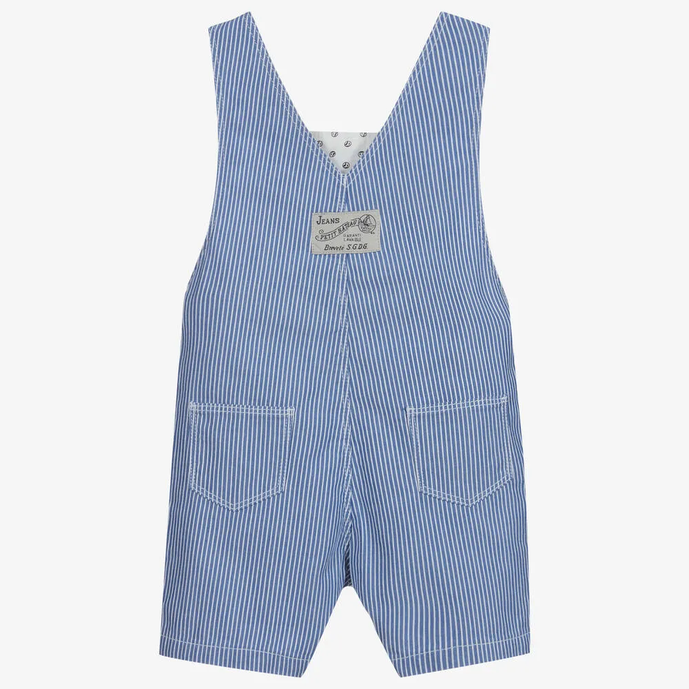 Blue Striped Cotton Dungarees