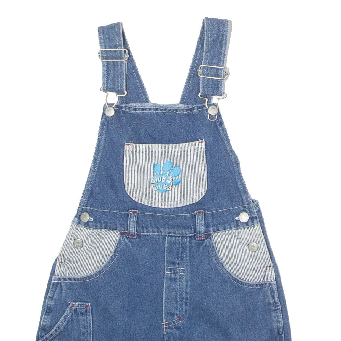 BLUES CLUES Embroidered Boys Dungarees Blue Denim 90s 4-5Y W22 L5