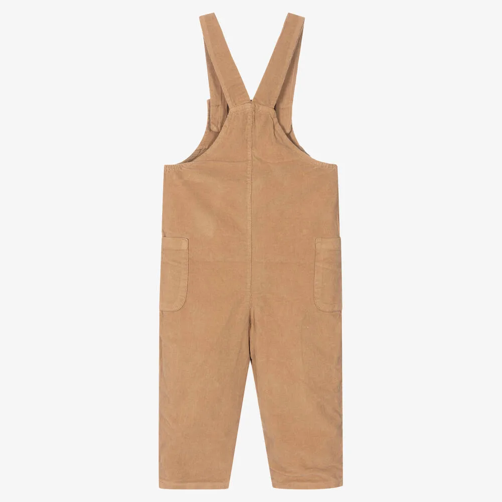 Boys Beige Corduroy Dungarees