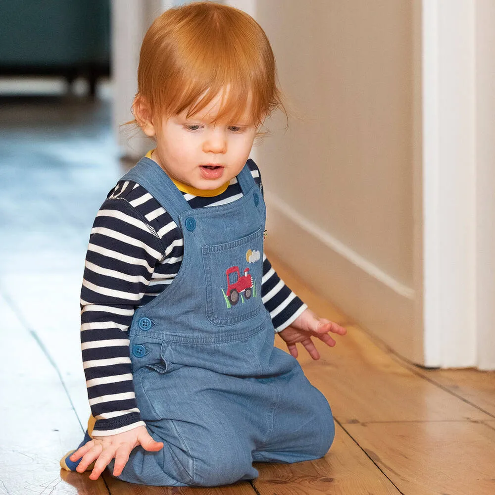 Boys Blue Cotton Dungarees