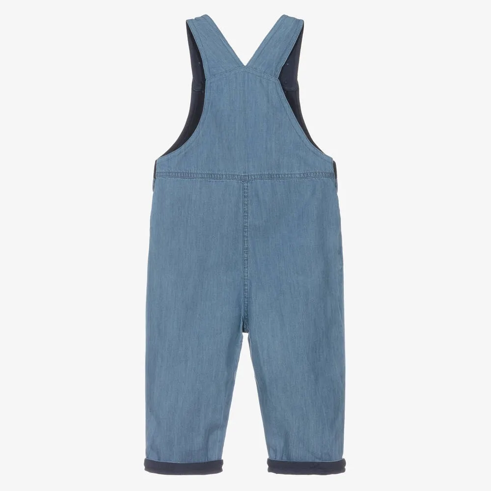 Boys Blue Cotton Dungarees