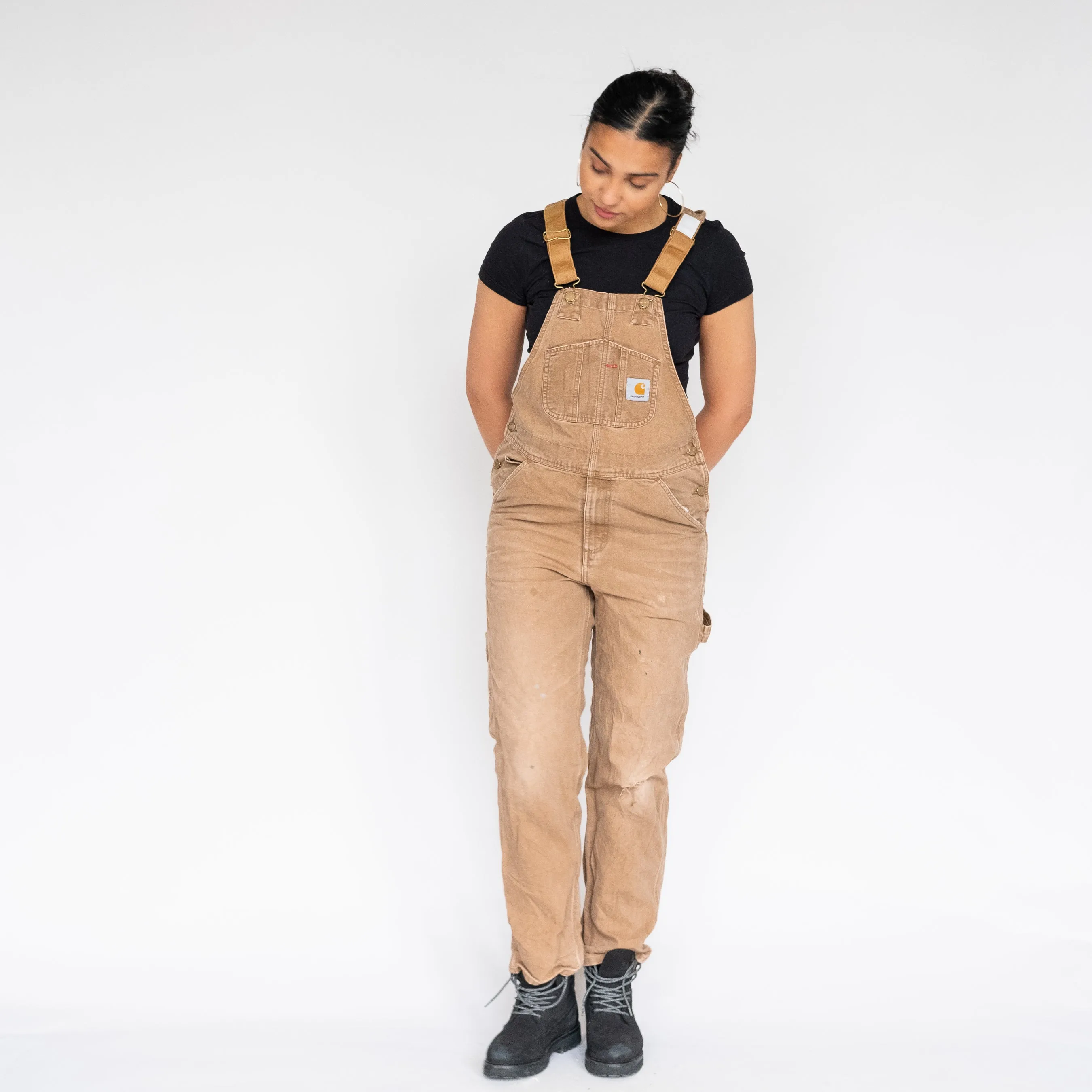 Brown 90s Carhartt Denim Baggy Dungarees (XS)