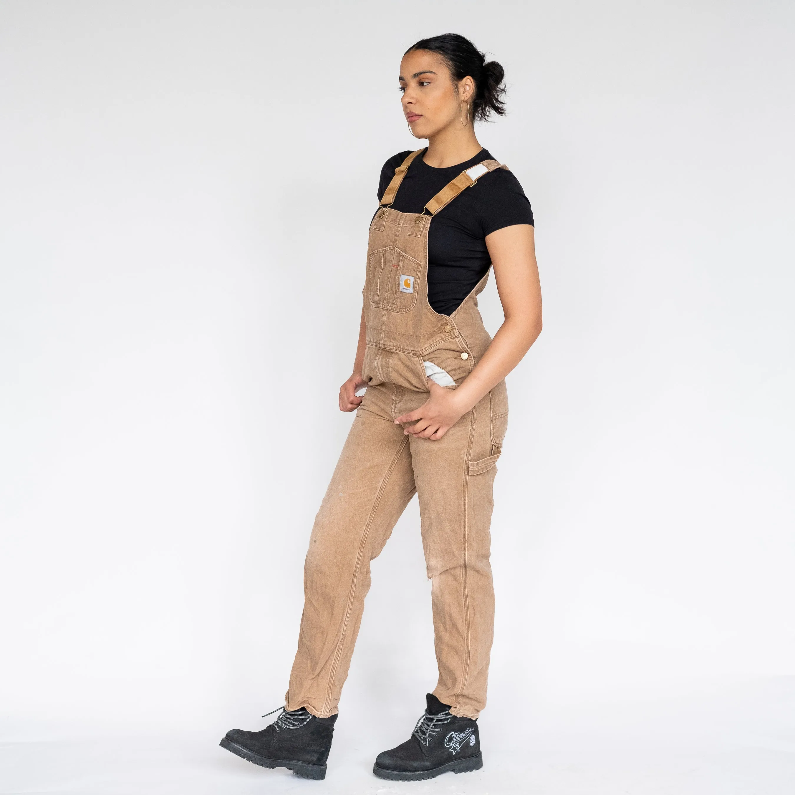 Brown 90s Carhartt Denim Baggy Dungarees (XS)