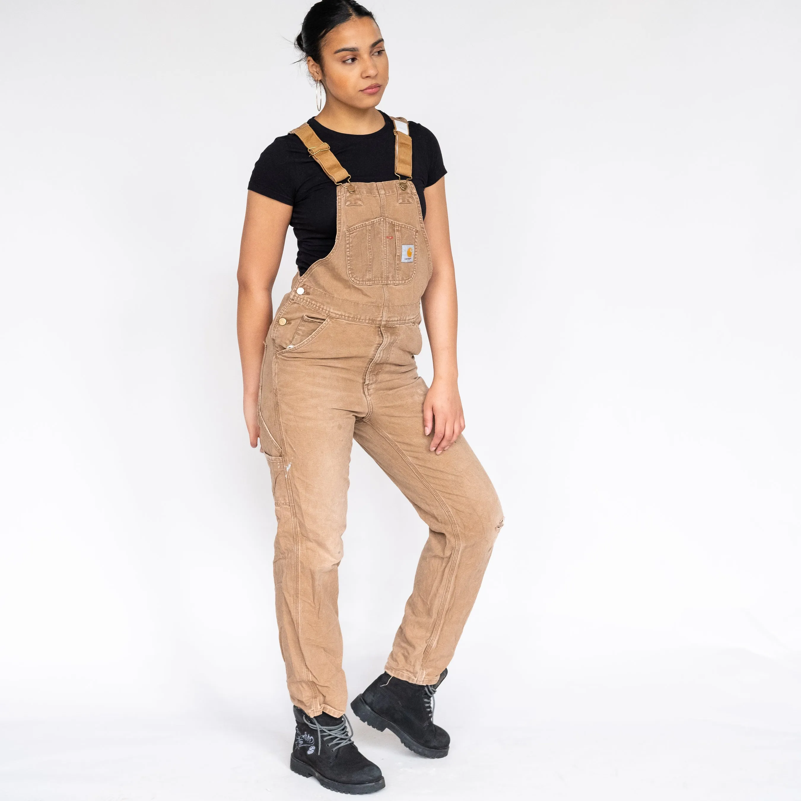 Brown 90s Carhartt Denim Baggy Dungarees (XS)