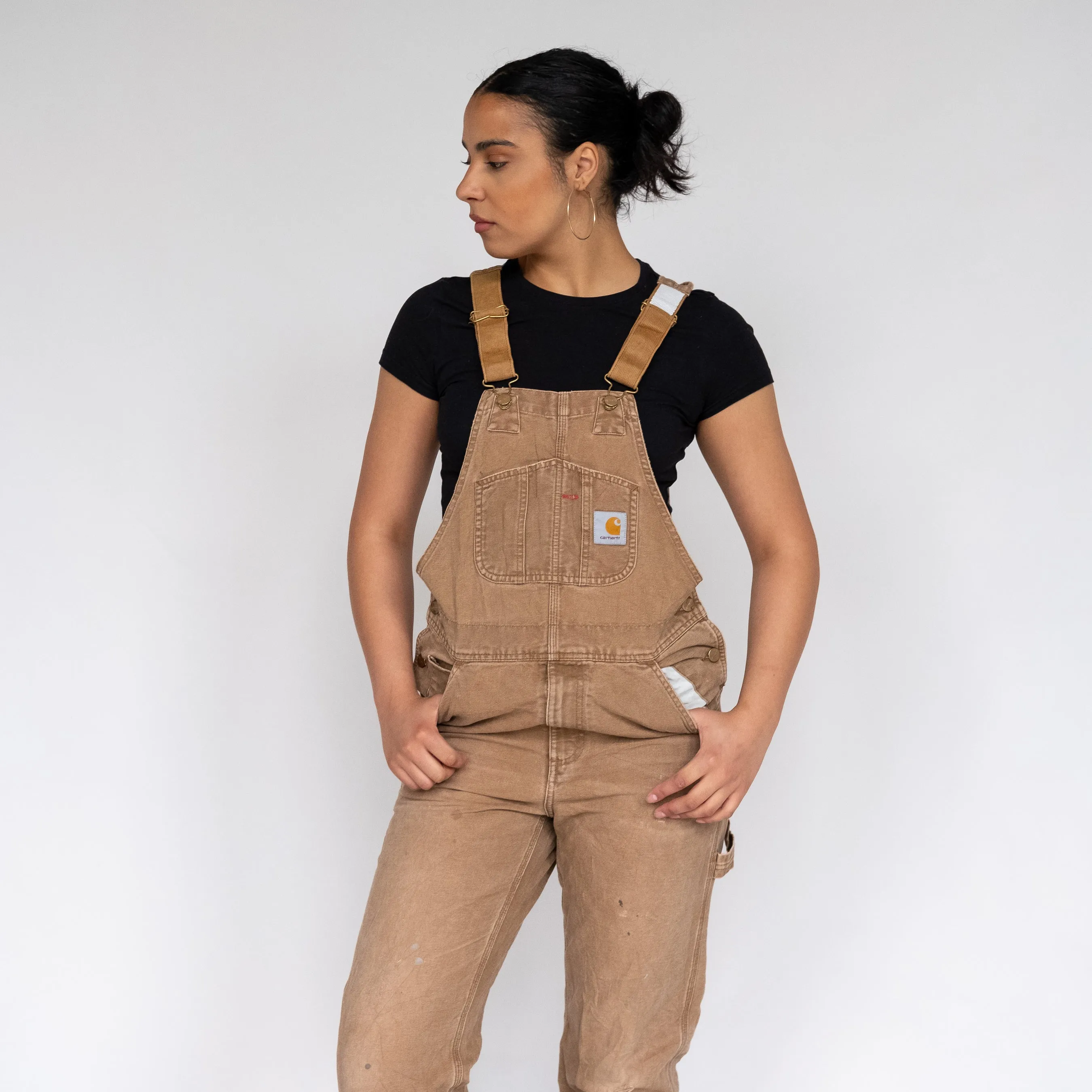 Brown 90s Carhartt Denim Baggy Dungarees (XS)