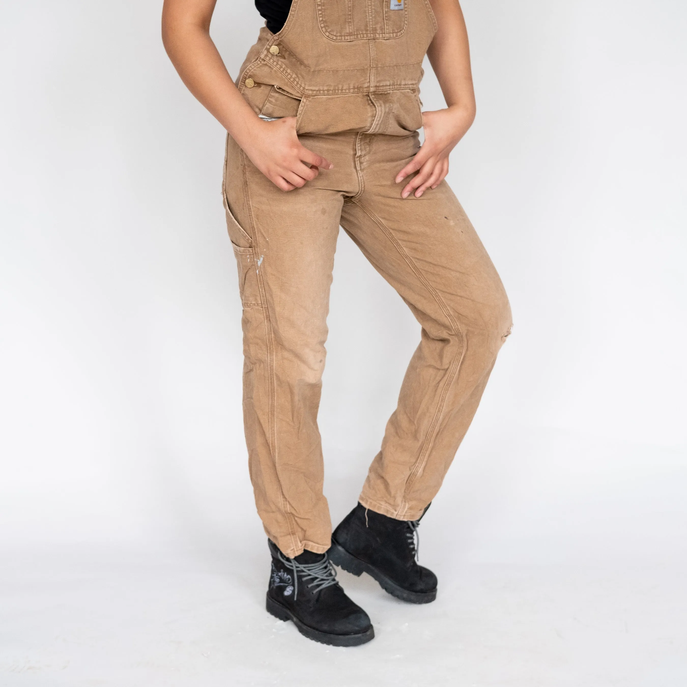 Brown 90s Carhartt Denim Baggy Dungarees (XS)