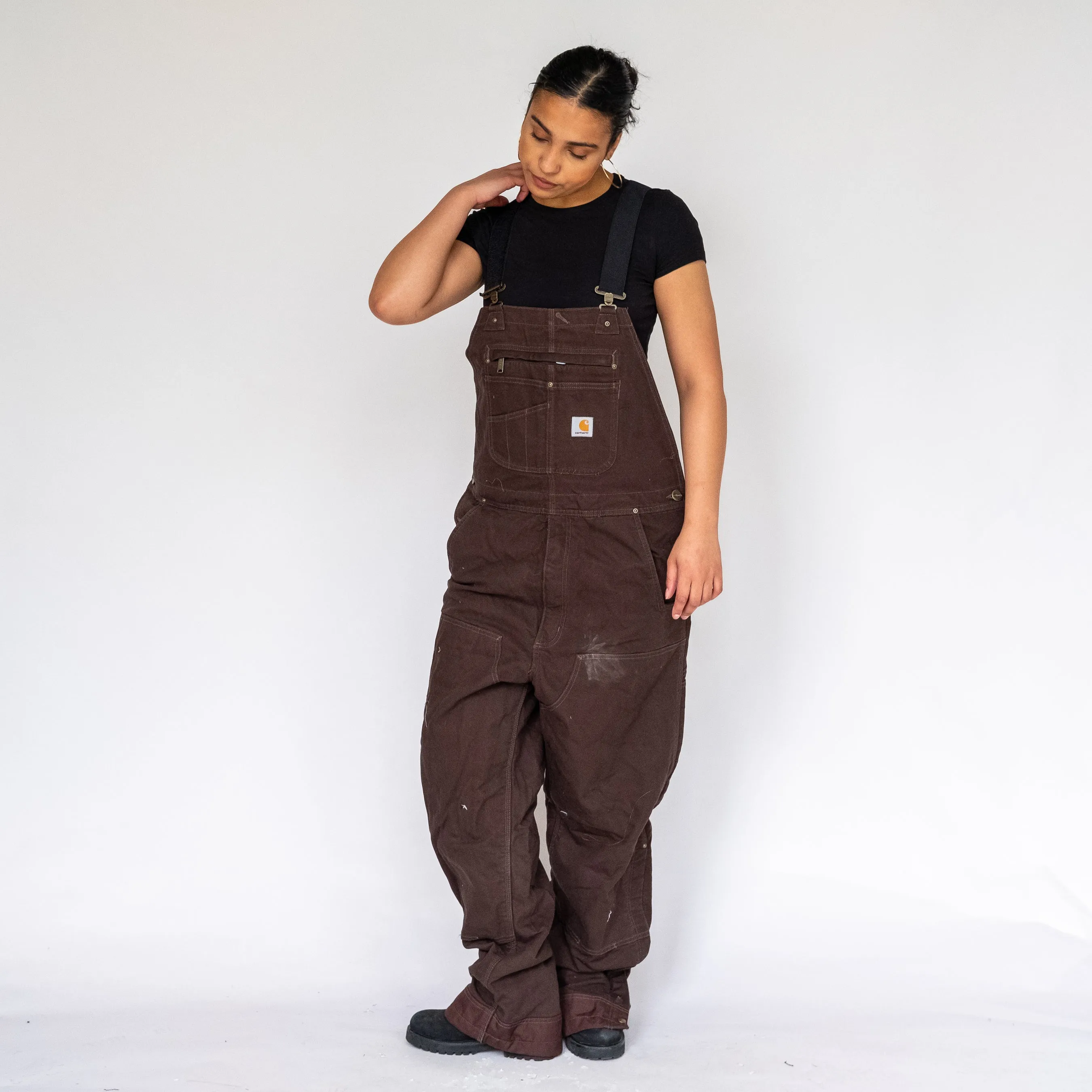 BROWN Y2KS CARHARTT DEADSTOCK DENIM BAGGY DUNGAREES (