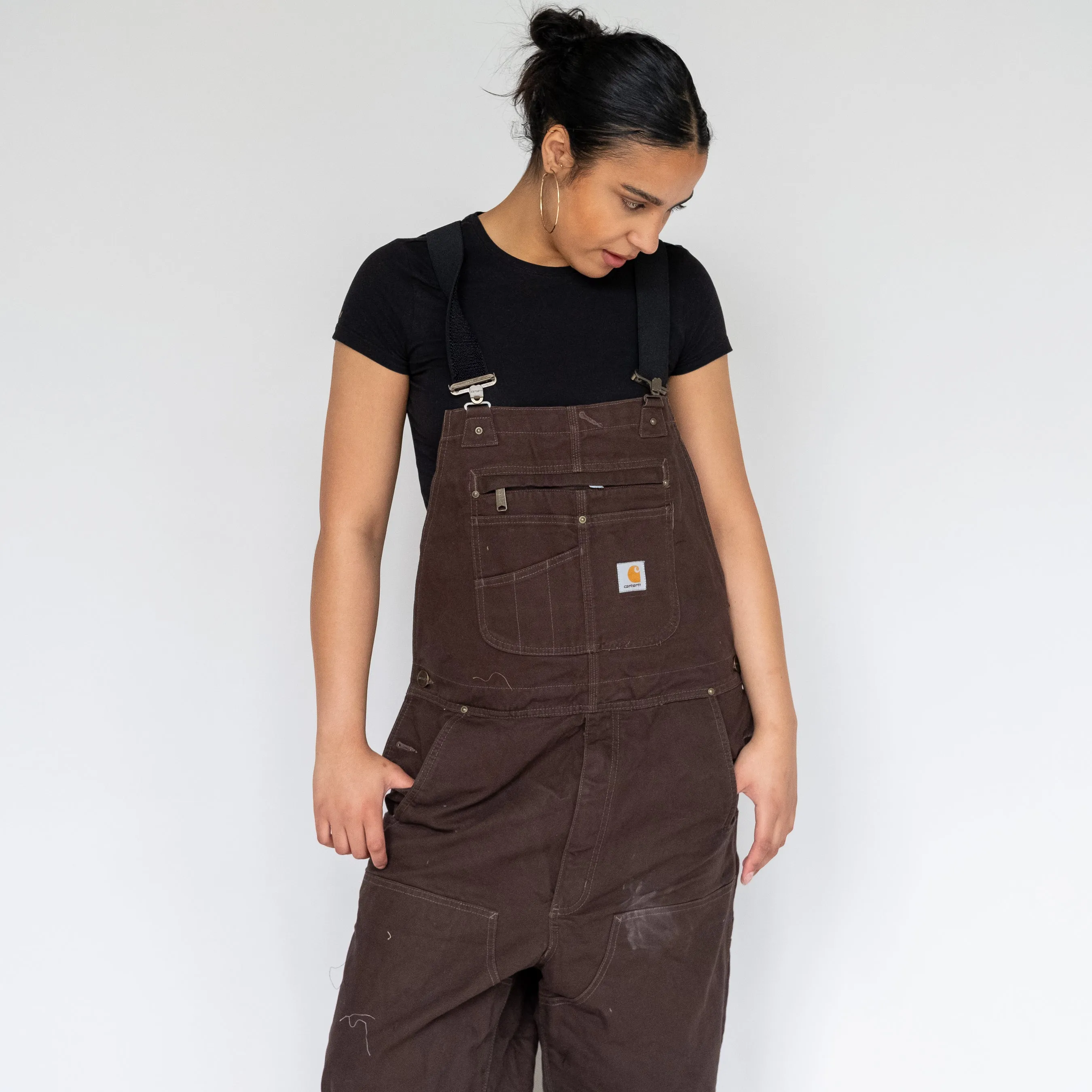 BROWN Y2KS CARHARTT DEADSTOCK DENIM BAGGY DUNGAREES (