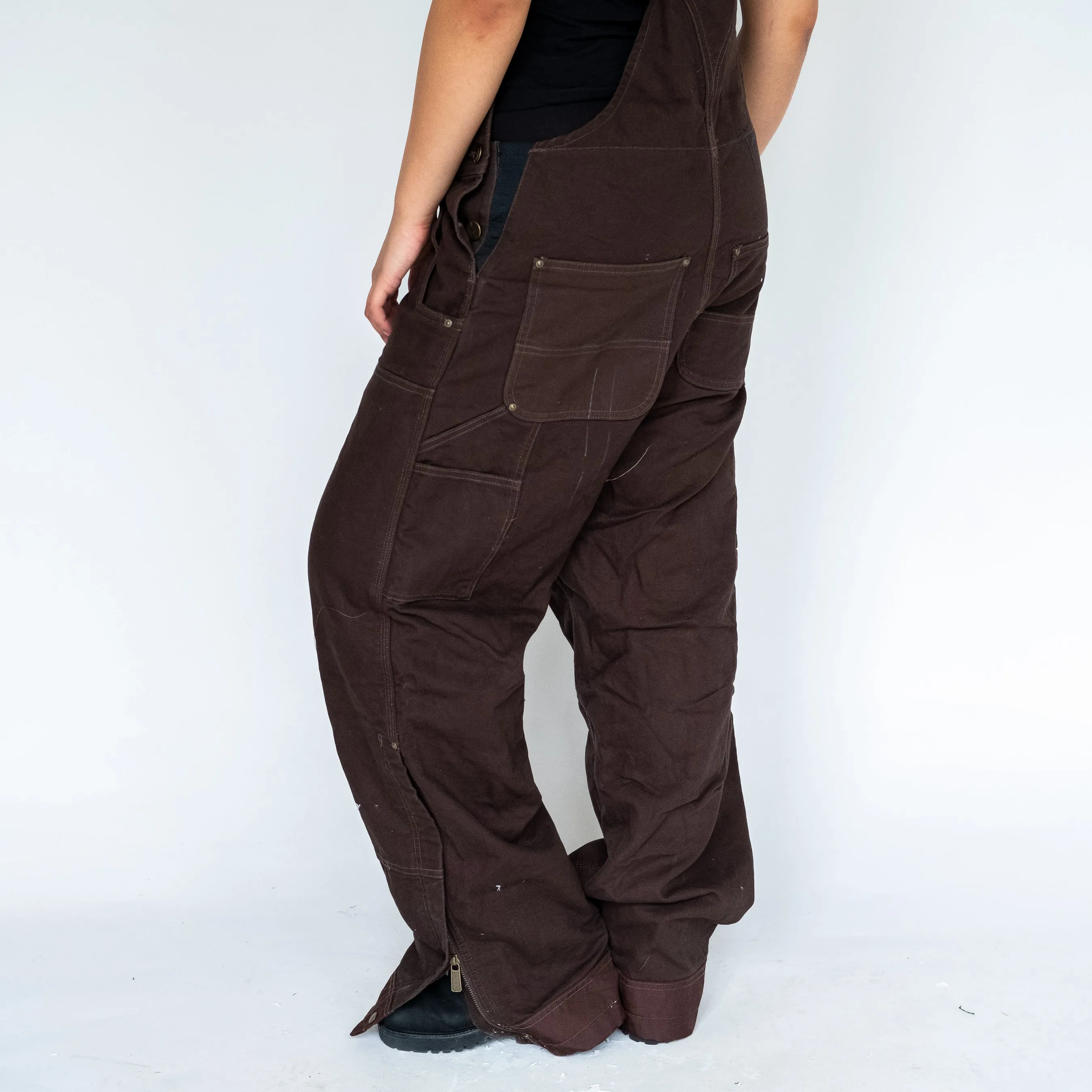 BROWN Y2KS CARHARTT DEADSTOCK DENIM BAGGY DUNGAREES (