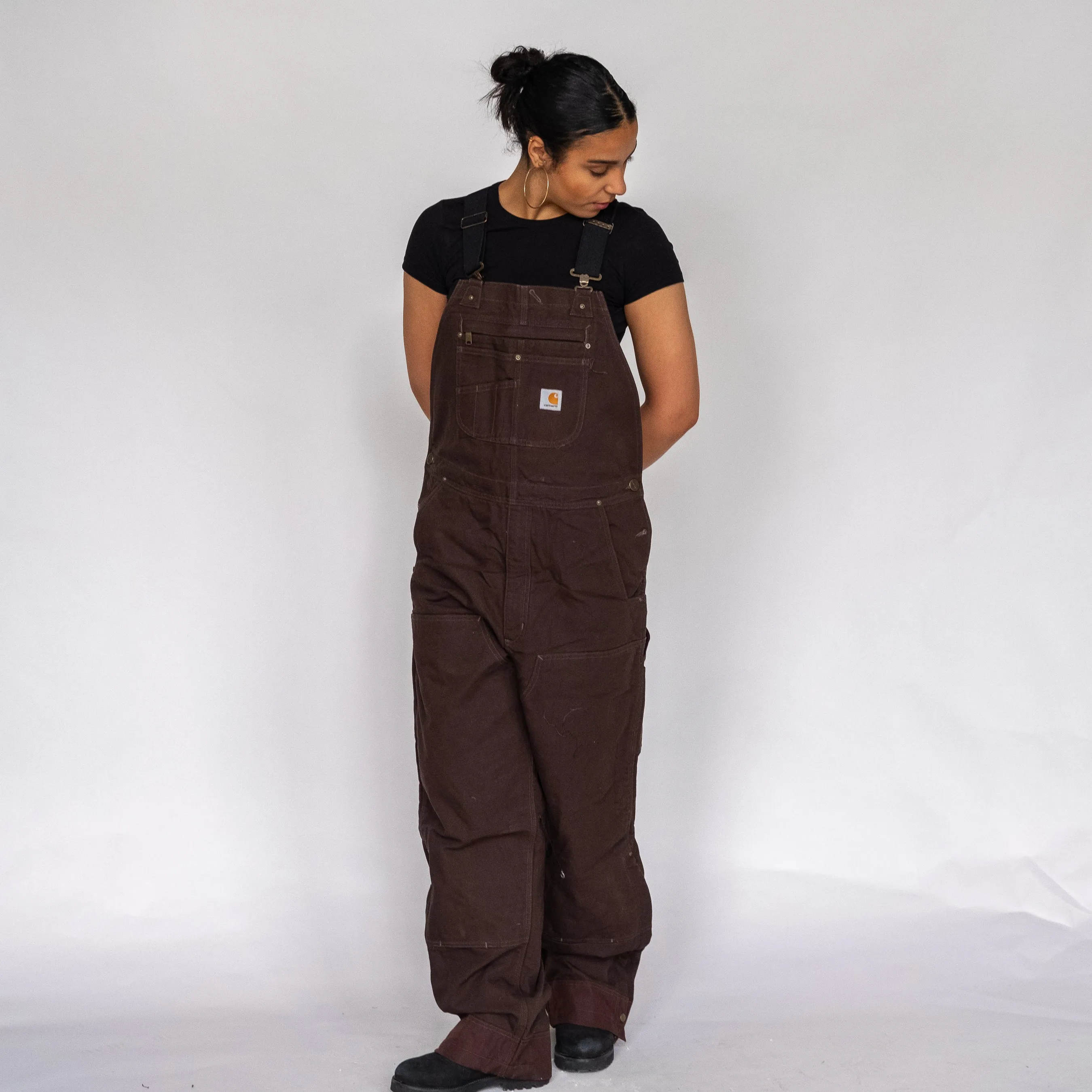 Brown y2ks Carhartt Deadstock Denim Baggy Dungarees (S)