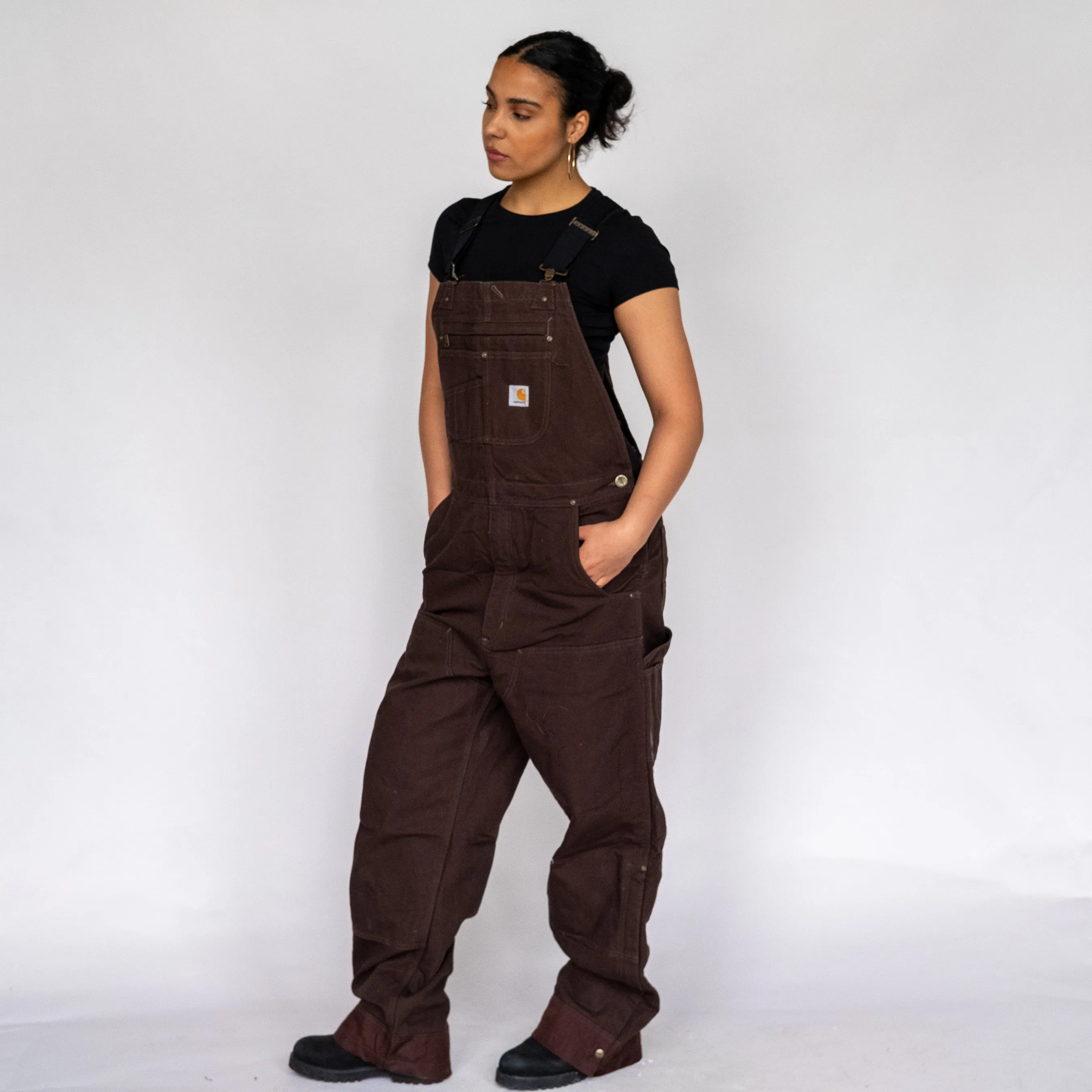 Brown y2ks Carhartt Deadstock Denim Baggy Dungarees (S)