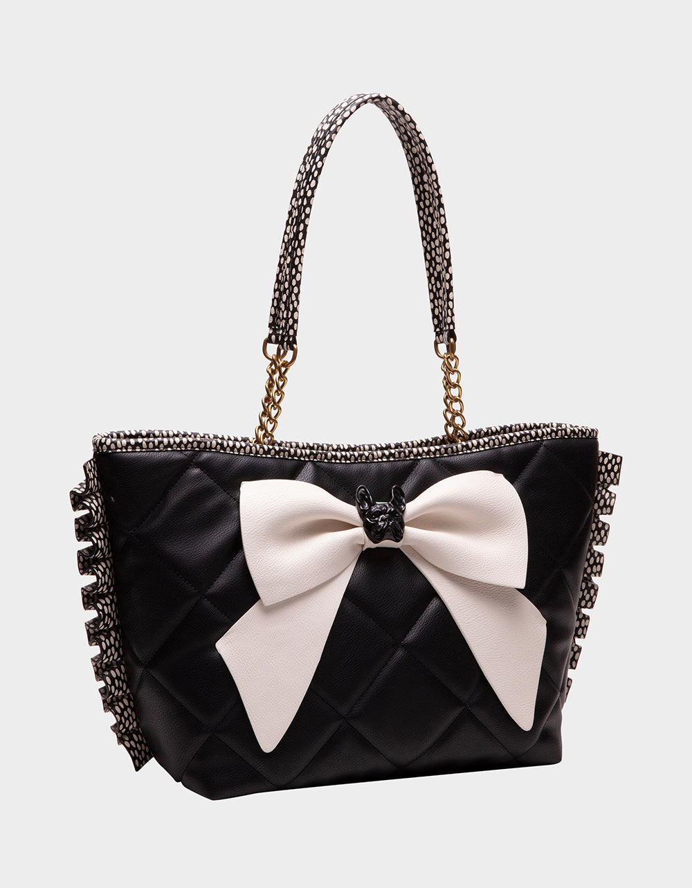 BULLDOG BOW TOTE BLACK\WHITE