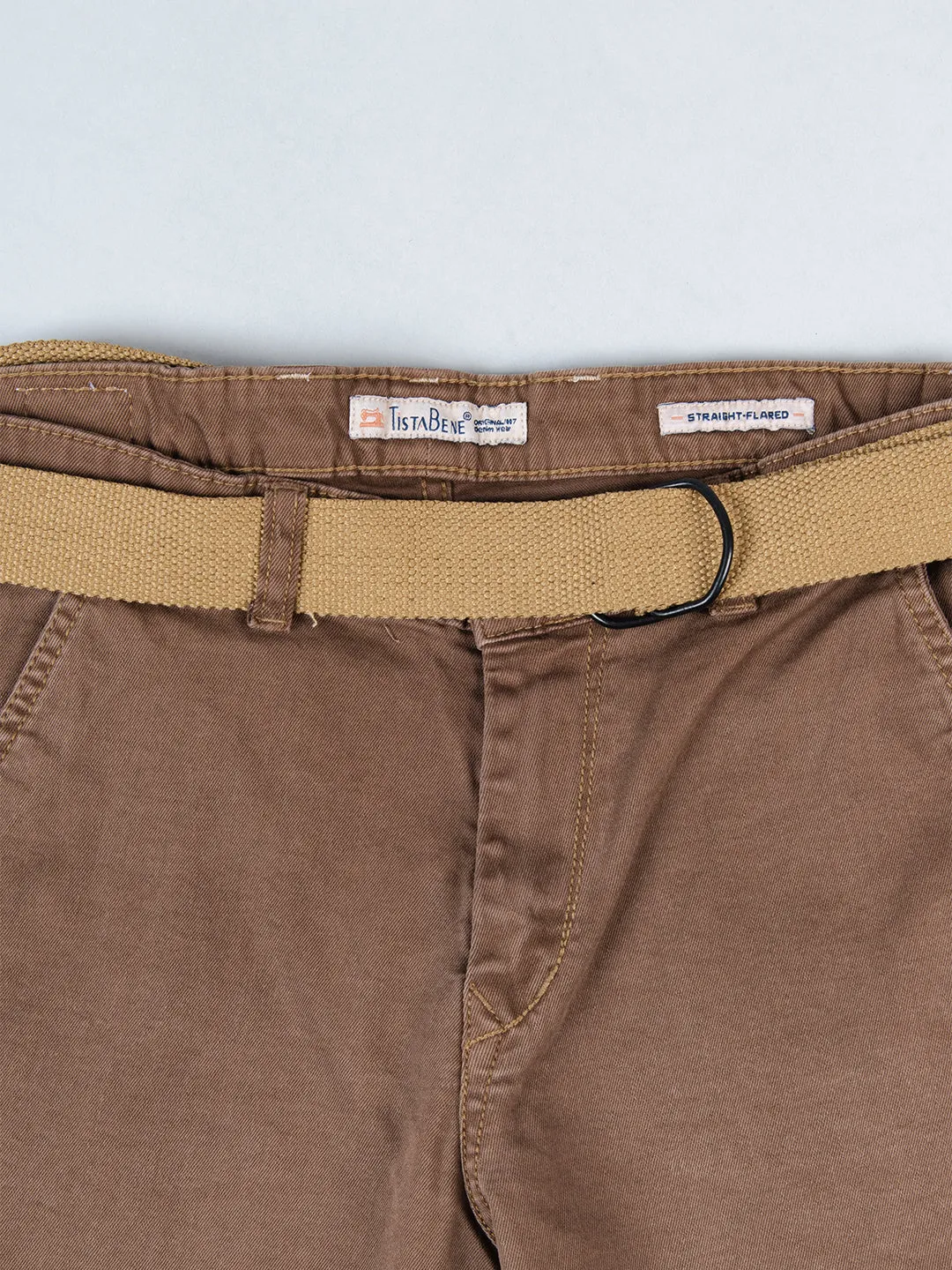 Camel Brown Flared Straight Fit Cargo Pants