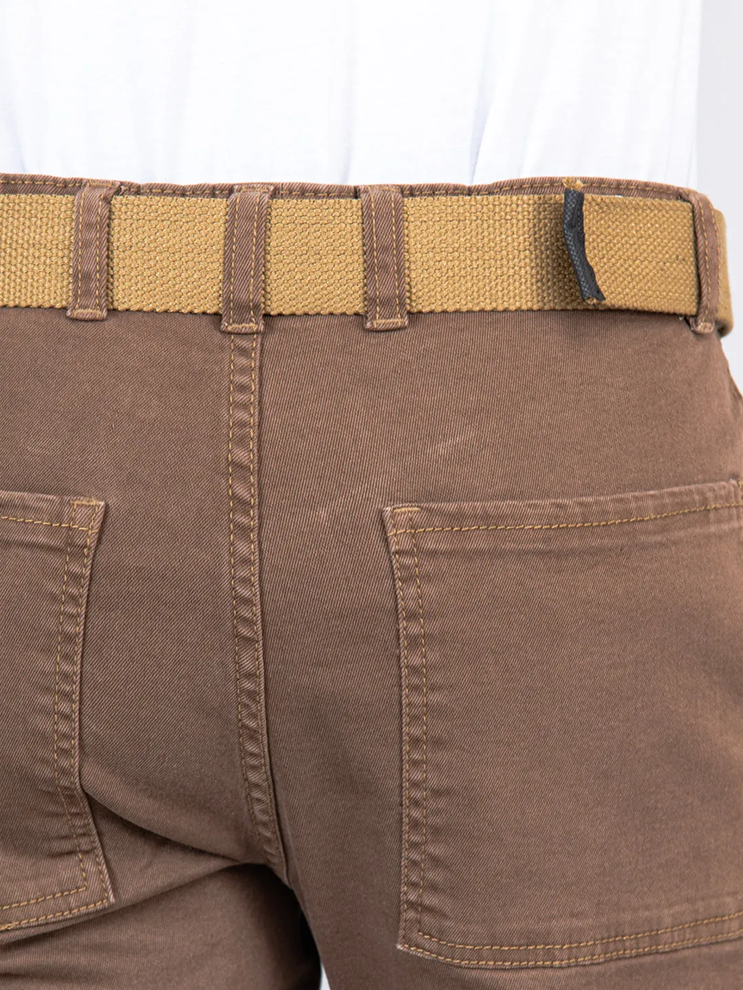 Camel Brown Flared Straight Fit Cargo Pants