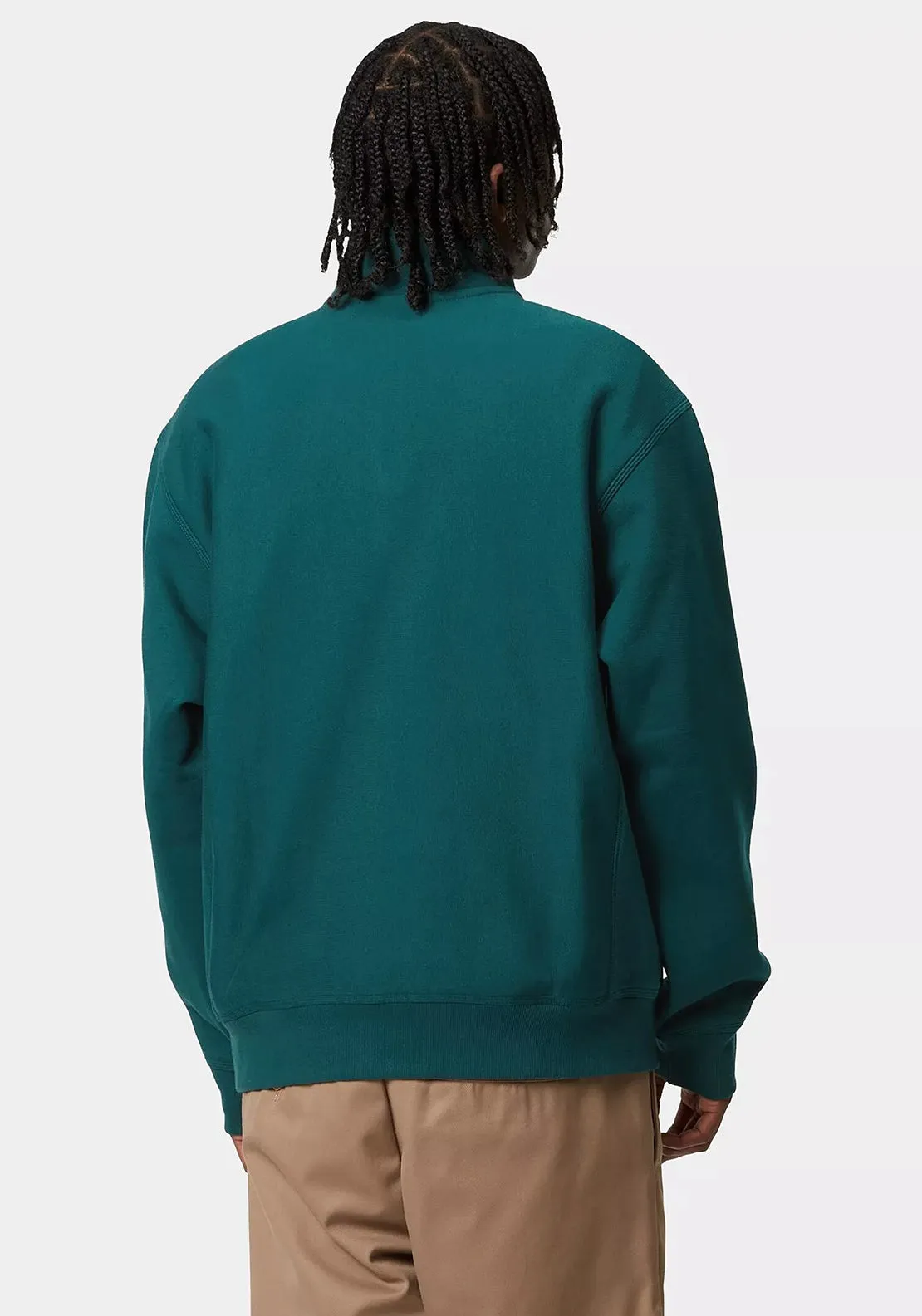 Carhartt WIP American Script Quarter Zip Sweatshirt, Malachite