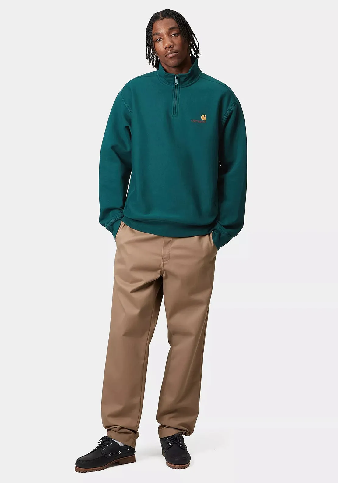 Carhartt WIP American Script Quarter Zip Sweatshirt, Malachite