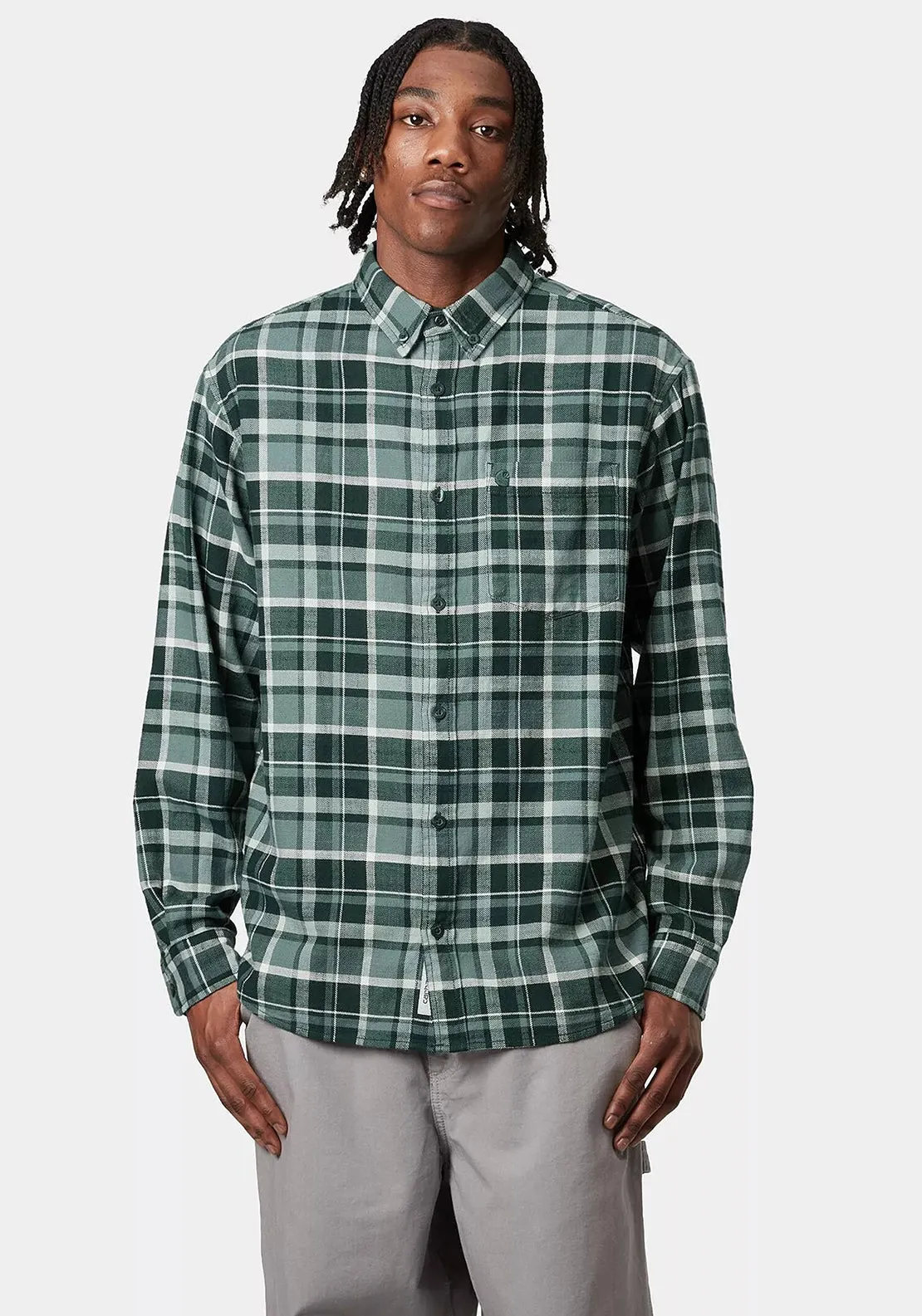 Carhartt WIP Fendrick Check Shirt, Deep Lagoon Green