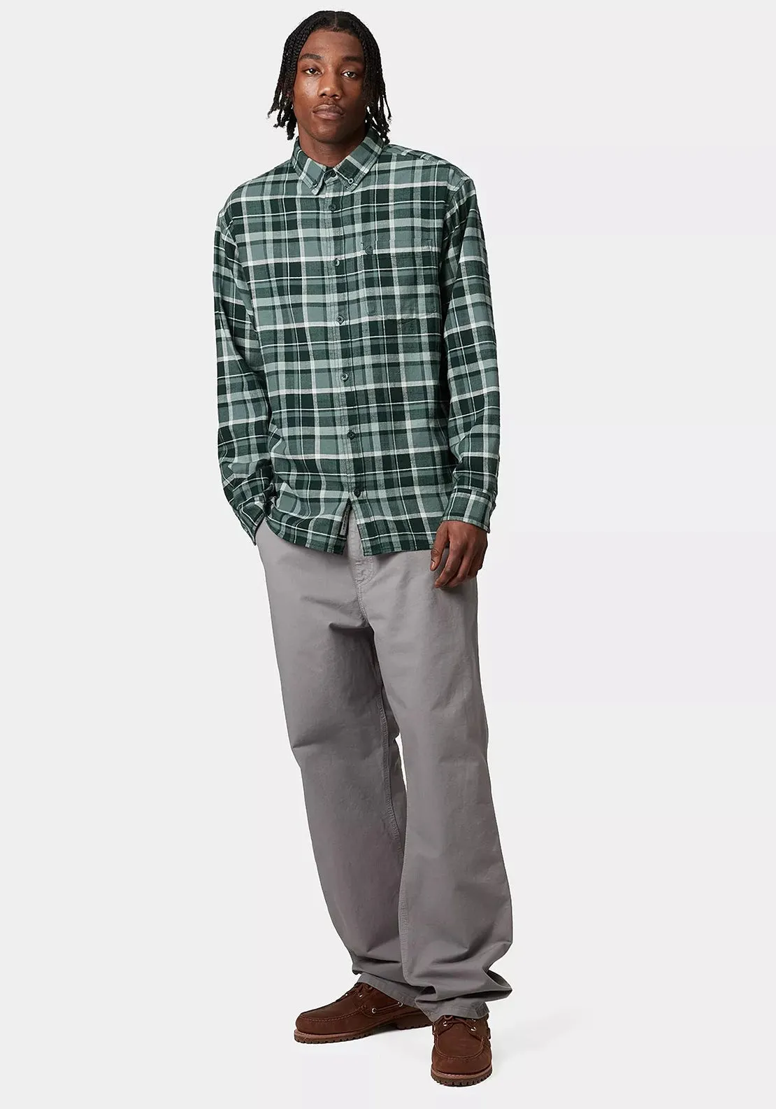 Carhartt WIP Fendrick Check Shirt, Deep Lagoon Green