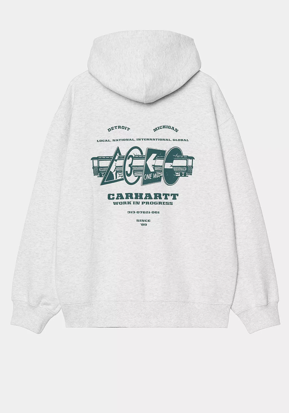 Carhartt WIP Runway Full Zip Back Graphic Hoodie, Ash Heather