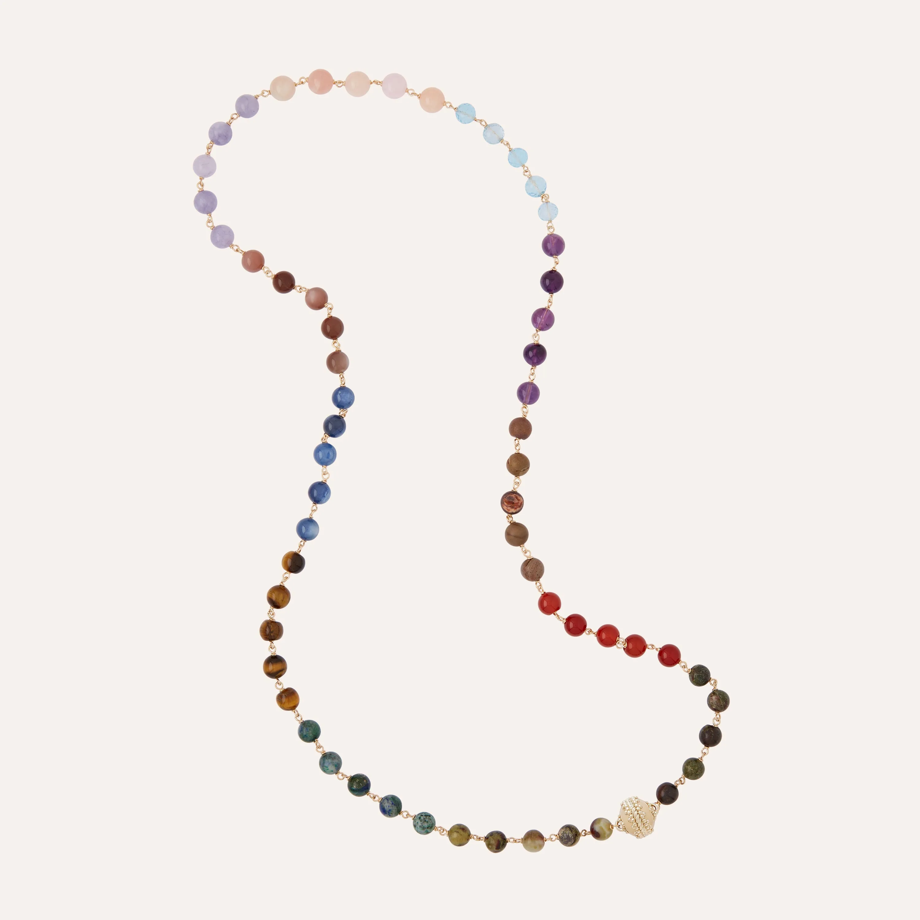 Caspian Blue Topaz, Red Agate, & Amethyst Necklace