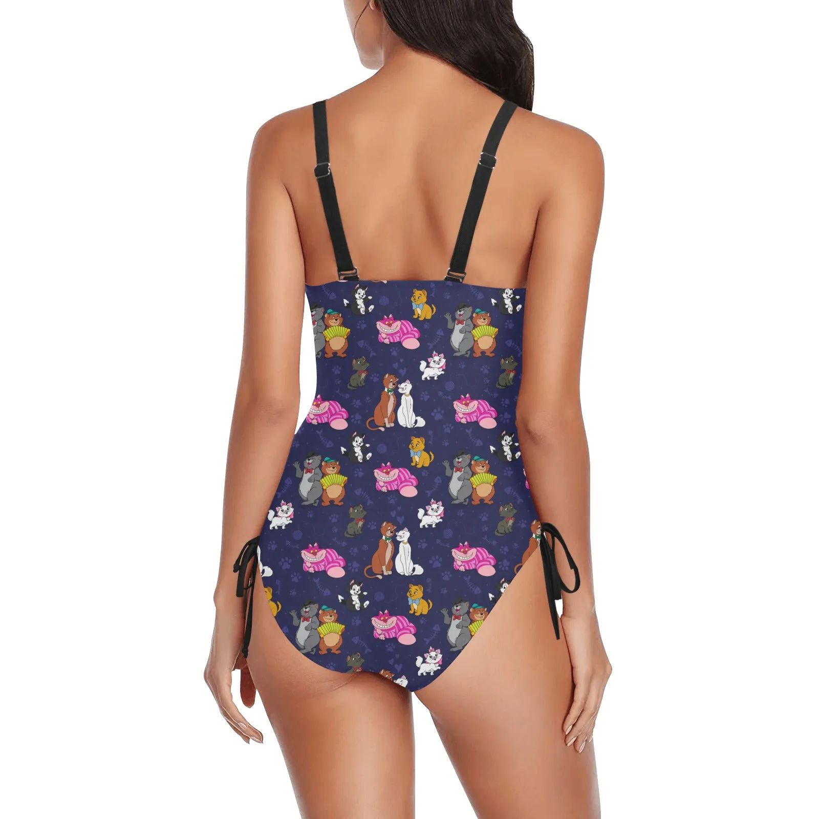 Cat Favorites Drawstring Side Women's One-Piece Swimsuit