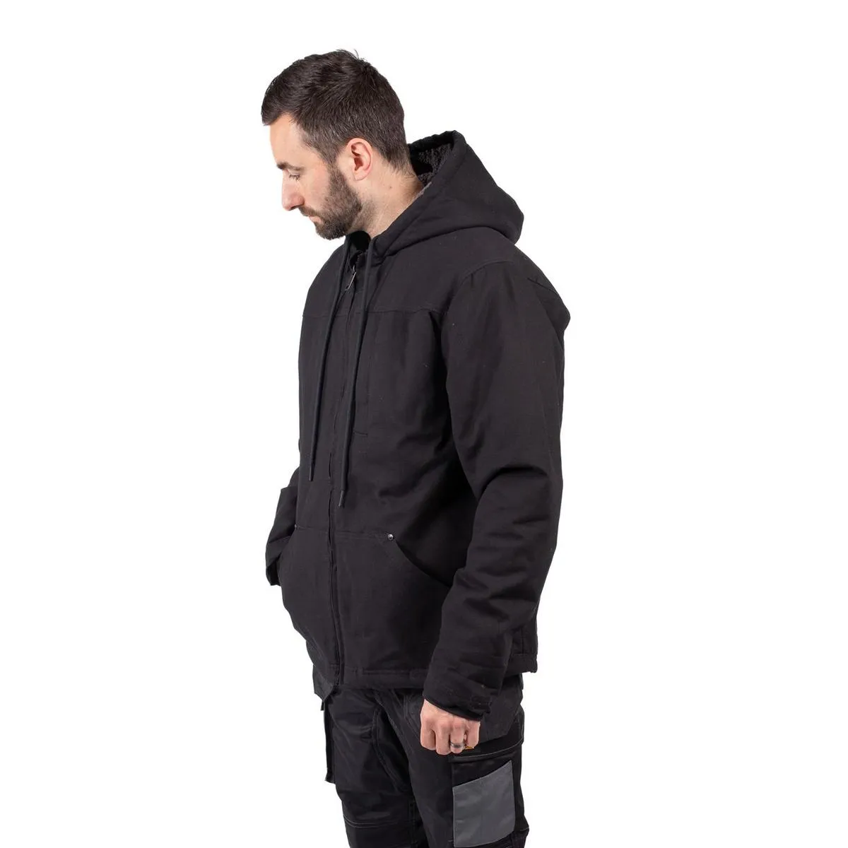 Caterpillar Hooded Sherpa Lined Jacket Black