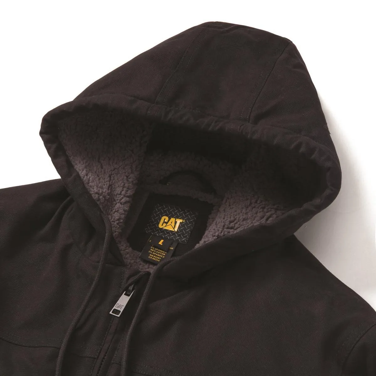 Caterpillar Hooded Sherpa Lined Jacket Black