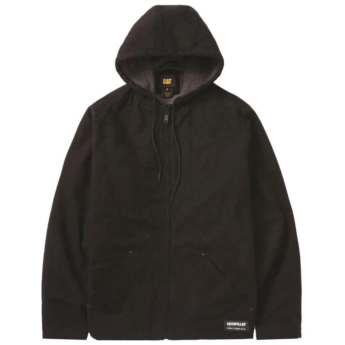 Caterpillar Hooded Sherpa Lined Jacket Black