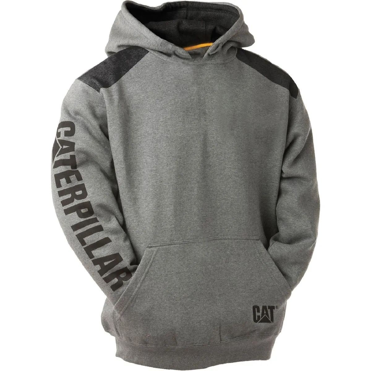 Caterpillar Logo Panel Hooded Sweatshirt Dark Heather Grey