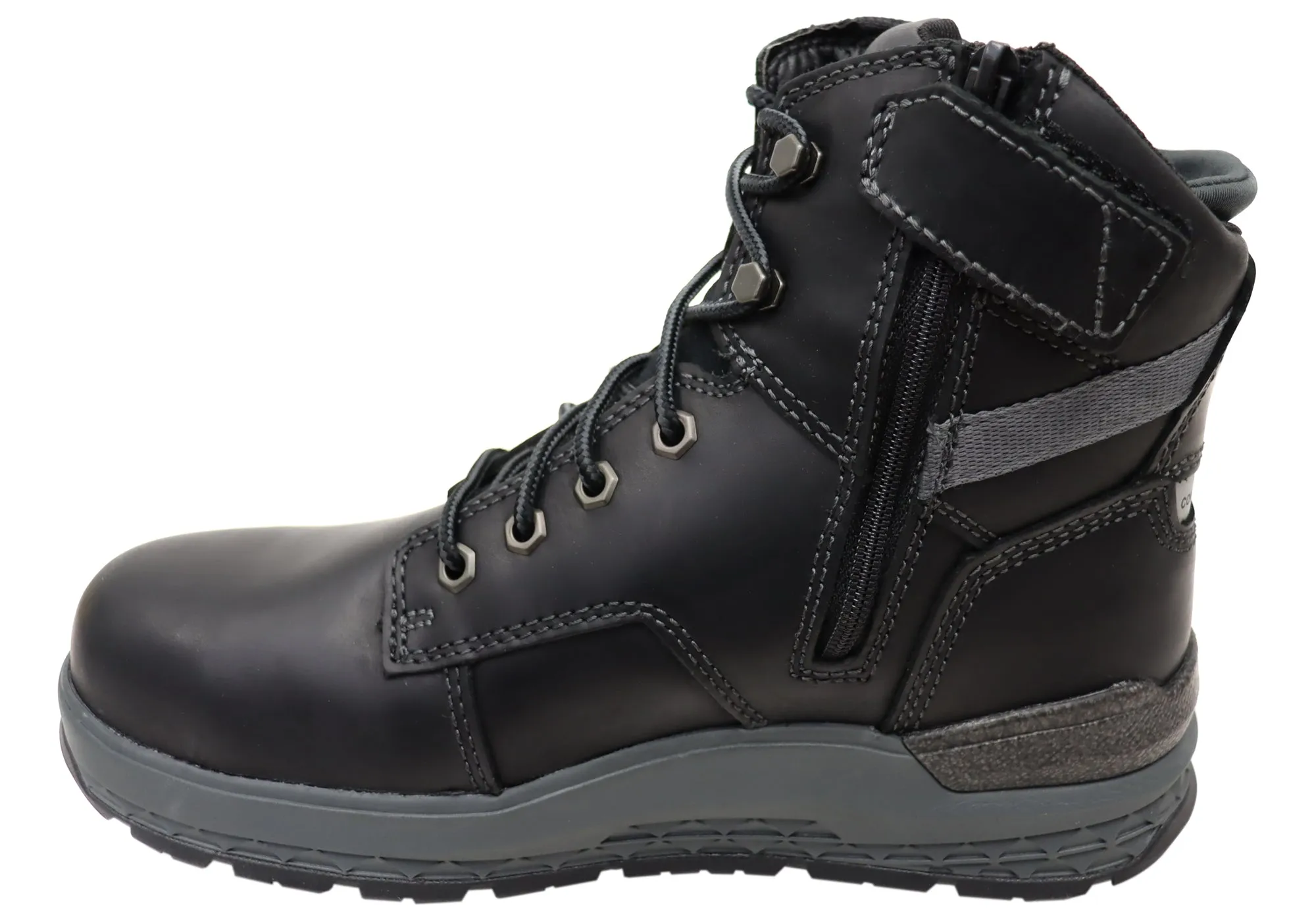 Caterpillar Mens Leather Impact Zip Carbon Composite Toe Work Boots