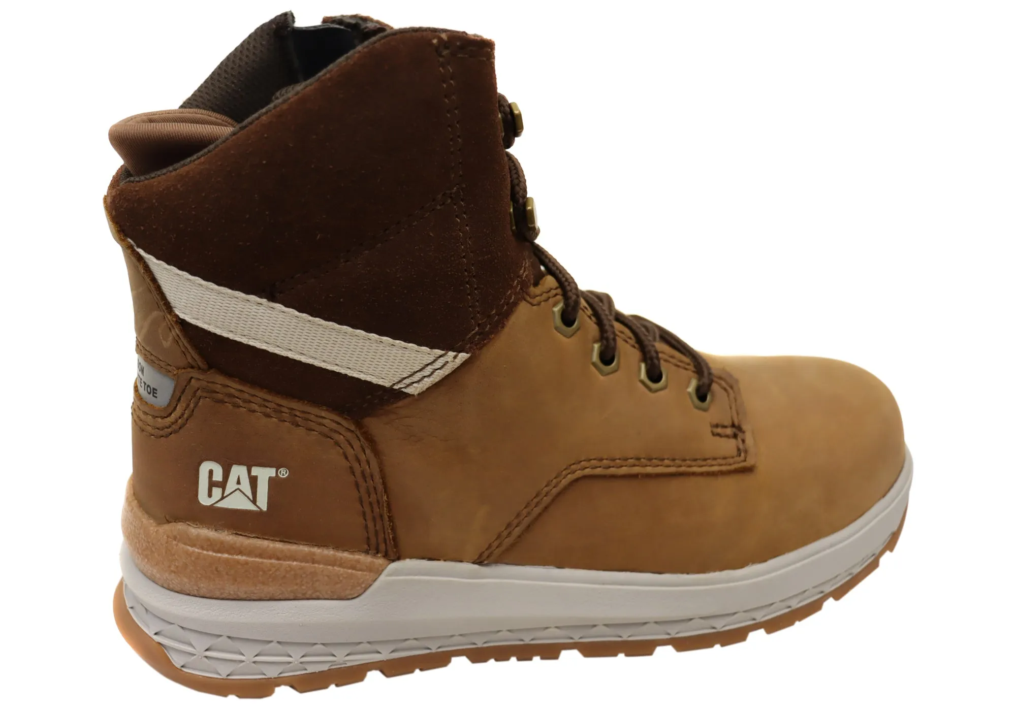 Caterpillar Mens Leather Impact Zip Carbon Composite Toe Work Boots