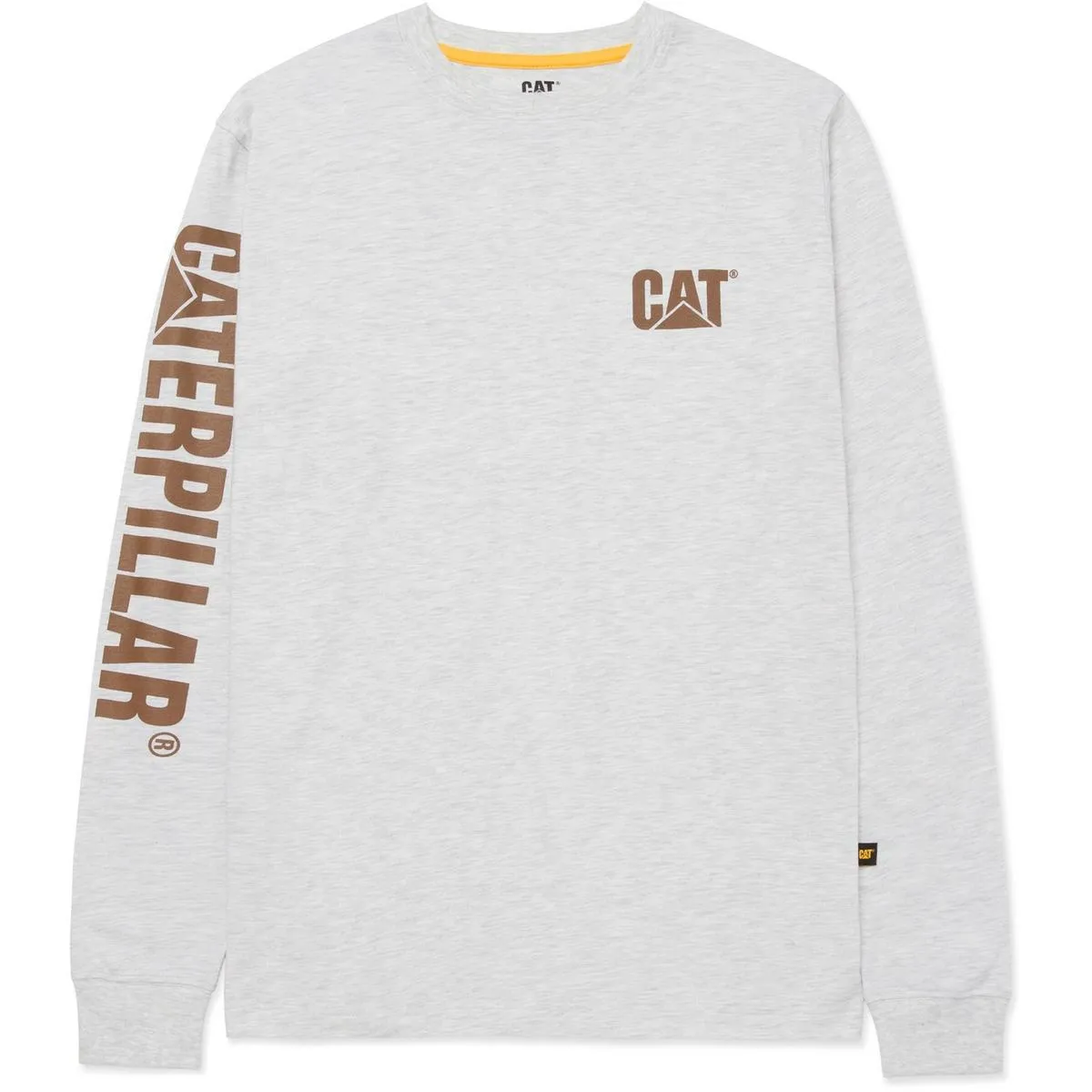 Caterpillar Trademark Banner Long Sleeve T-Shirt Cream Heather