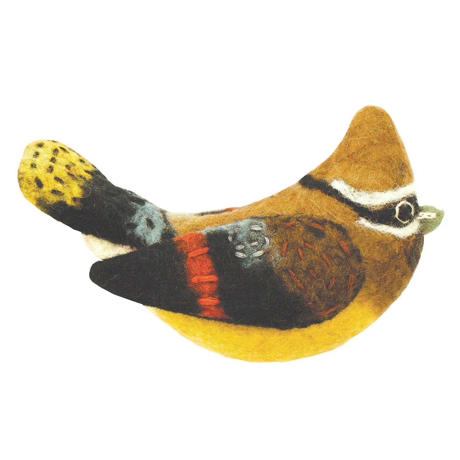 Cedar Waxwing Felt Ornament