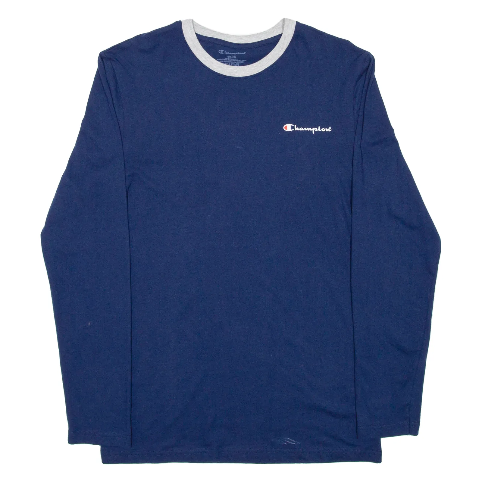 CHAMPION Mens T-Shirt Blue Long Sleeve S