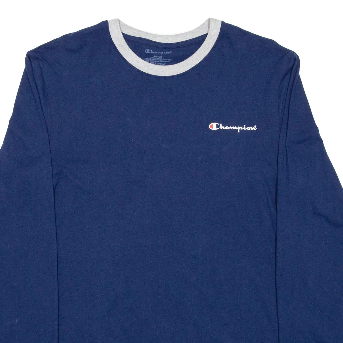 CHAMPION Mens T-Shirt Blue Long Sleeve S