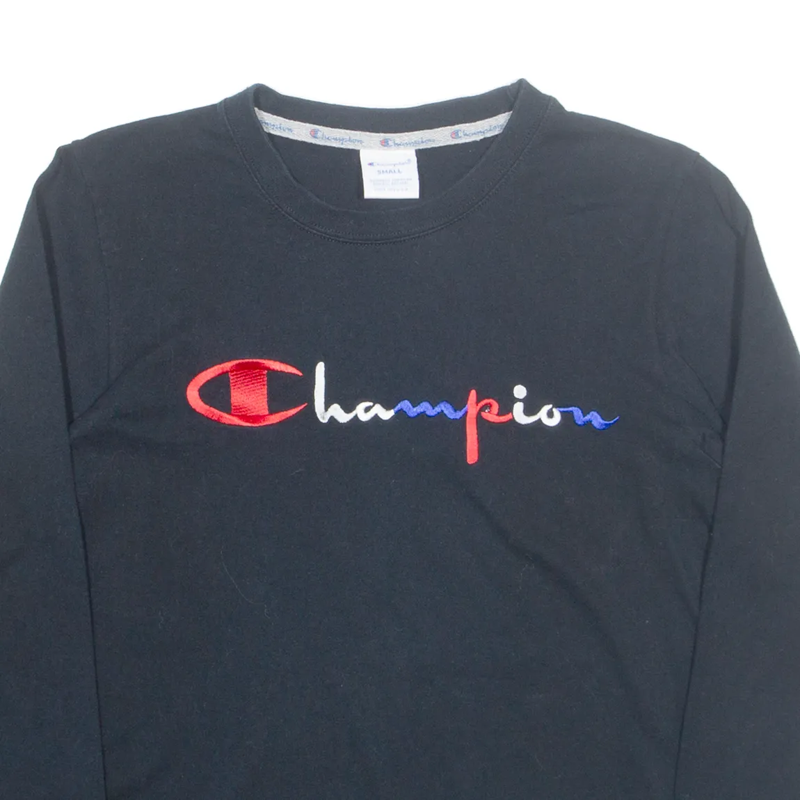 CHAMPION Womens T-Shirt Black Long Sleeve S