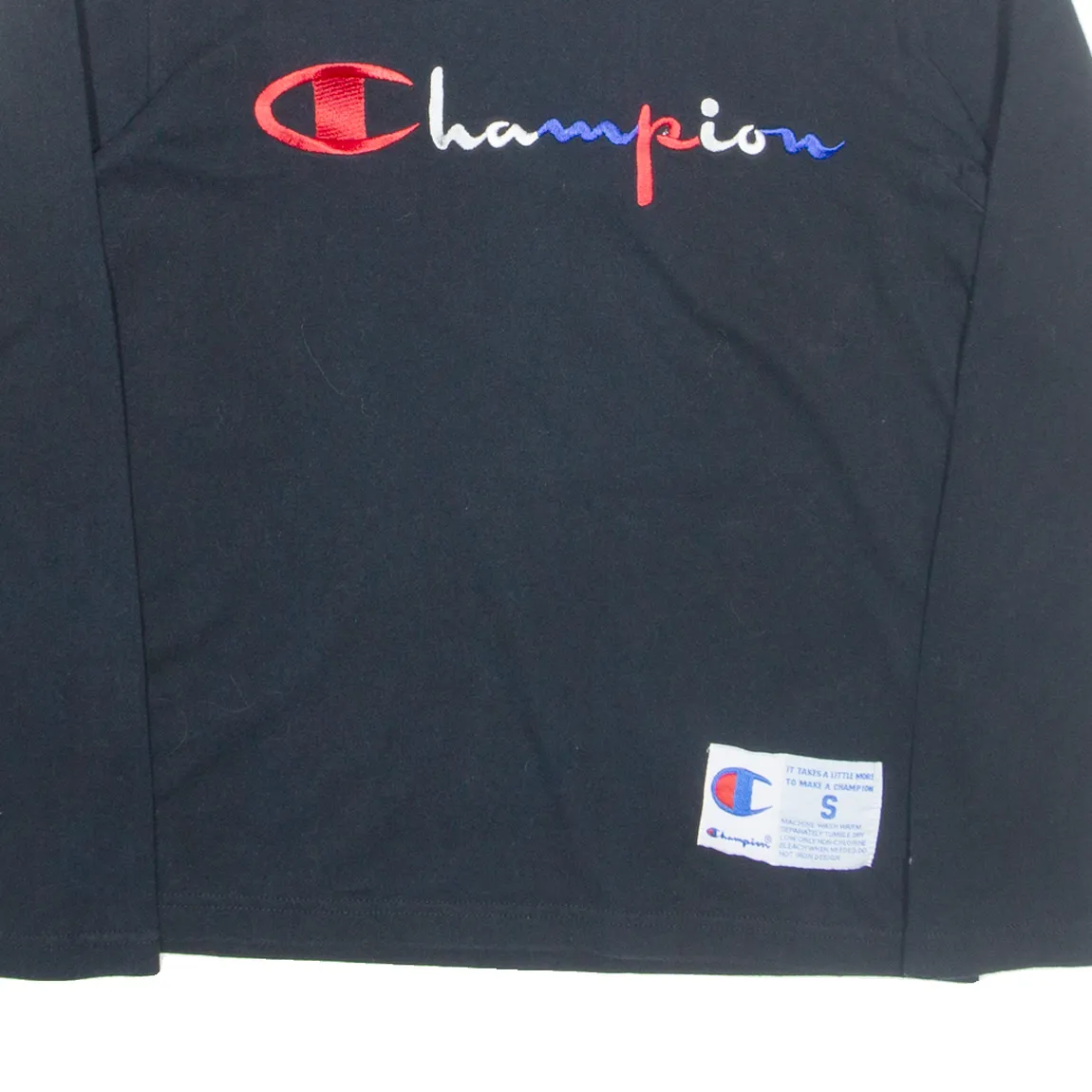 CHAMPION Womens T-Shirt Black Long Sleeve S