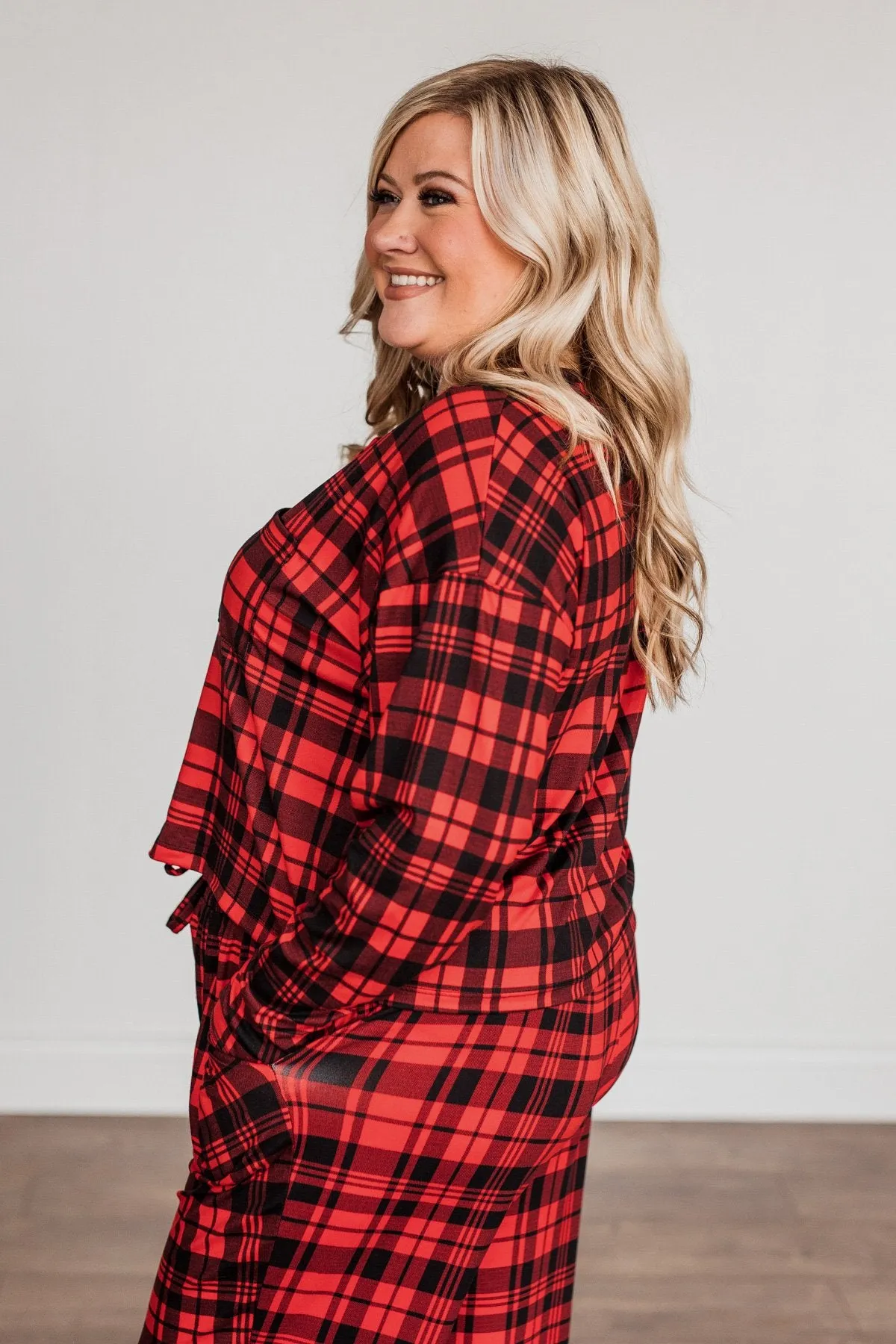 Chasing Snowflakes Plaid Lounge Top- Red & Black