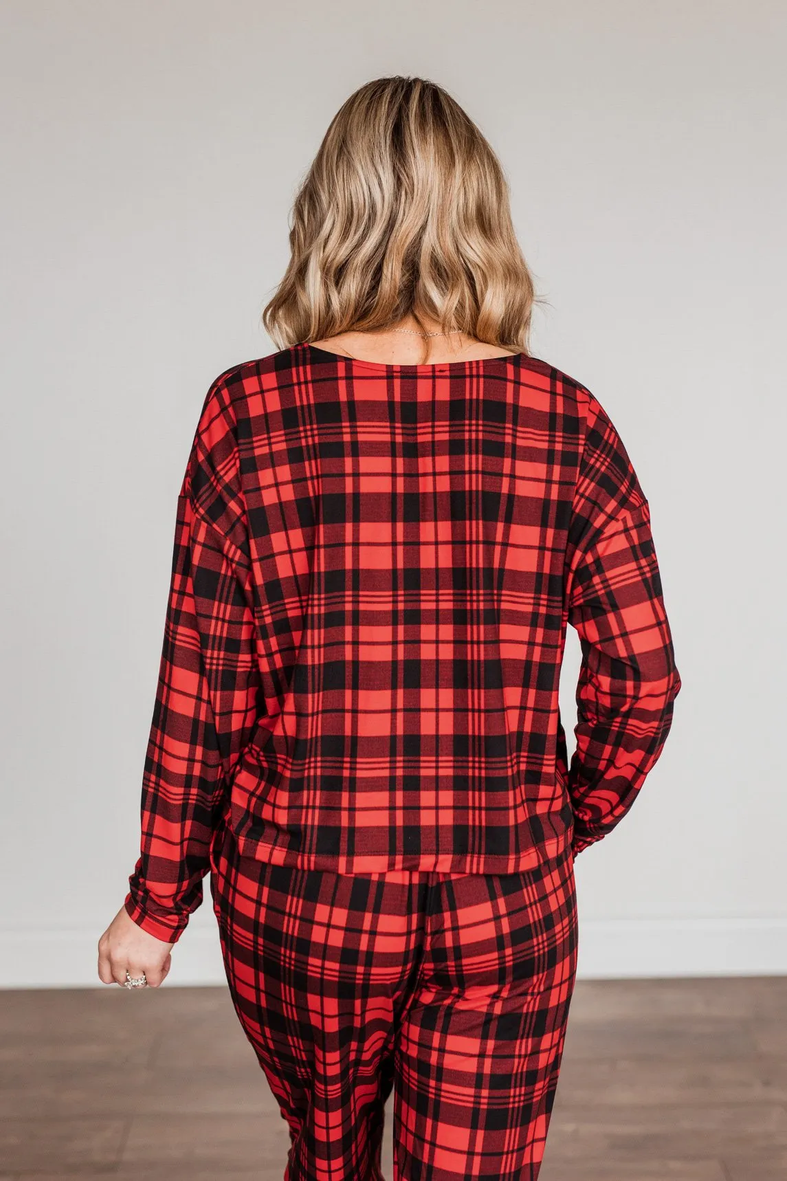 Chasing Snowflakes Plaid Lounge Top- Red & Black