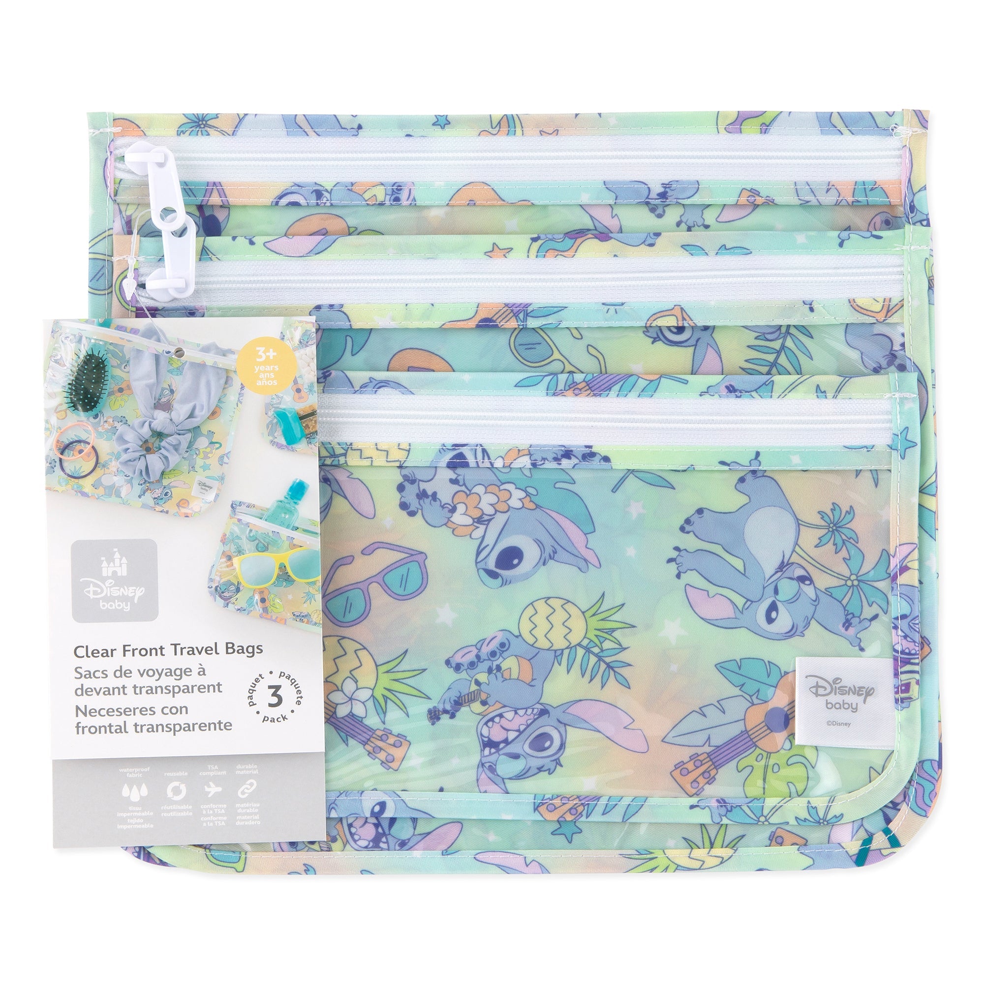 Clear Travel Bag 3 Pack: Aloha Stitch