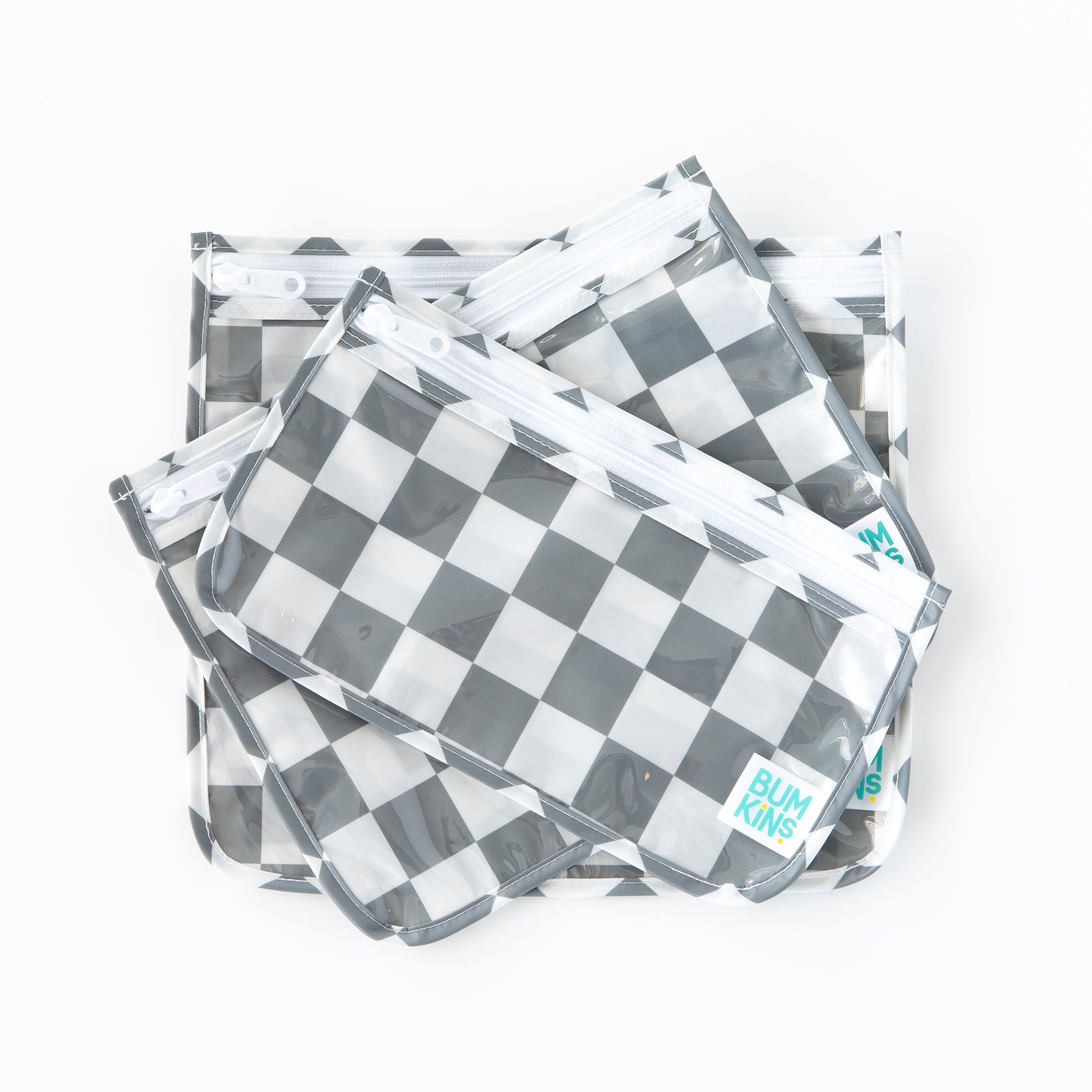 Clear Travel Bag 3 Pack: Charcoal Check