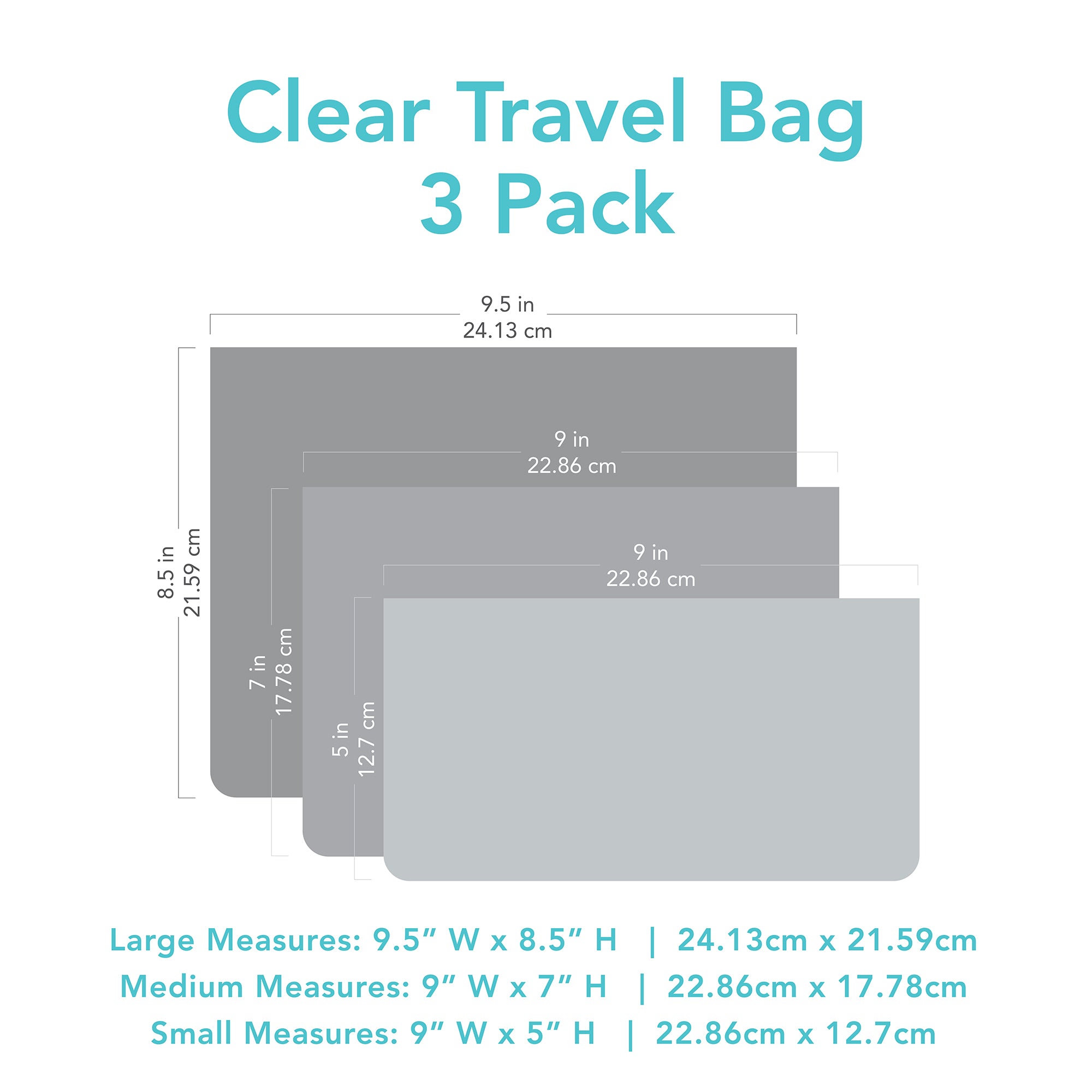 Clear Travel Bag 3-Pack: Mickey Mouse Icon Black + White