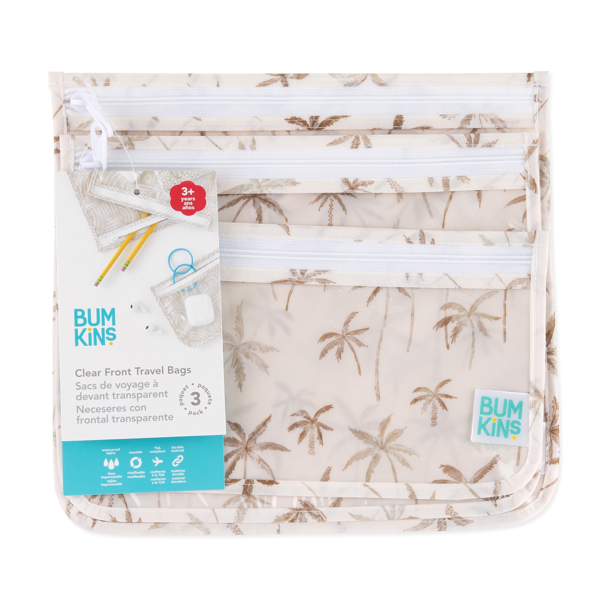 Clear Travel Bag 3 Pack: Palm Daze