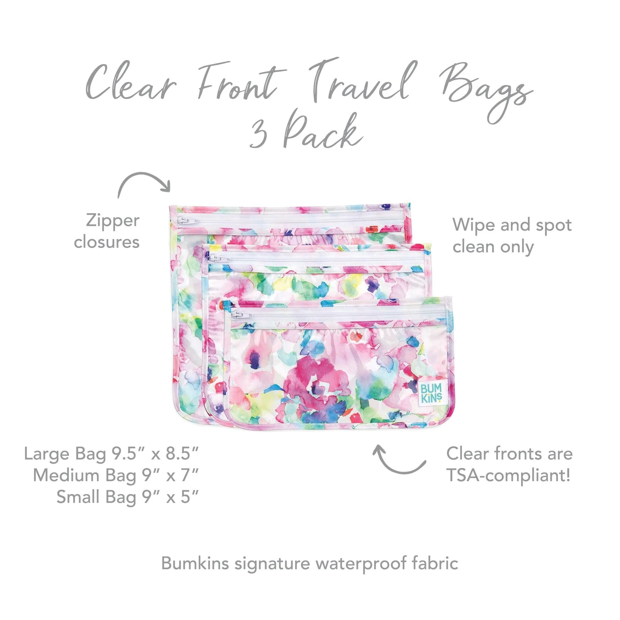 Clear Travel Bag 3-Pack: Watercolor