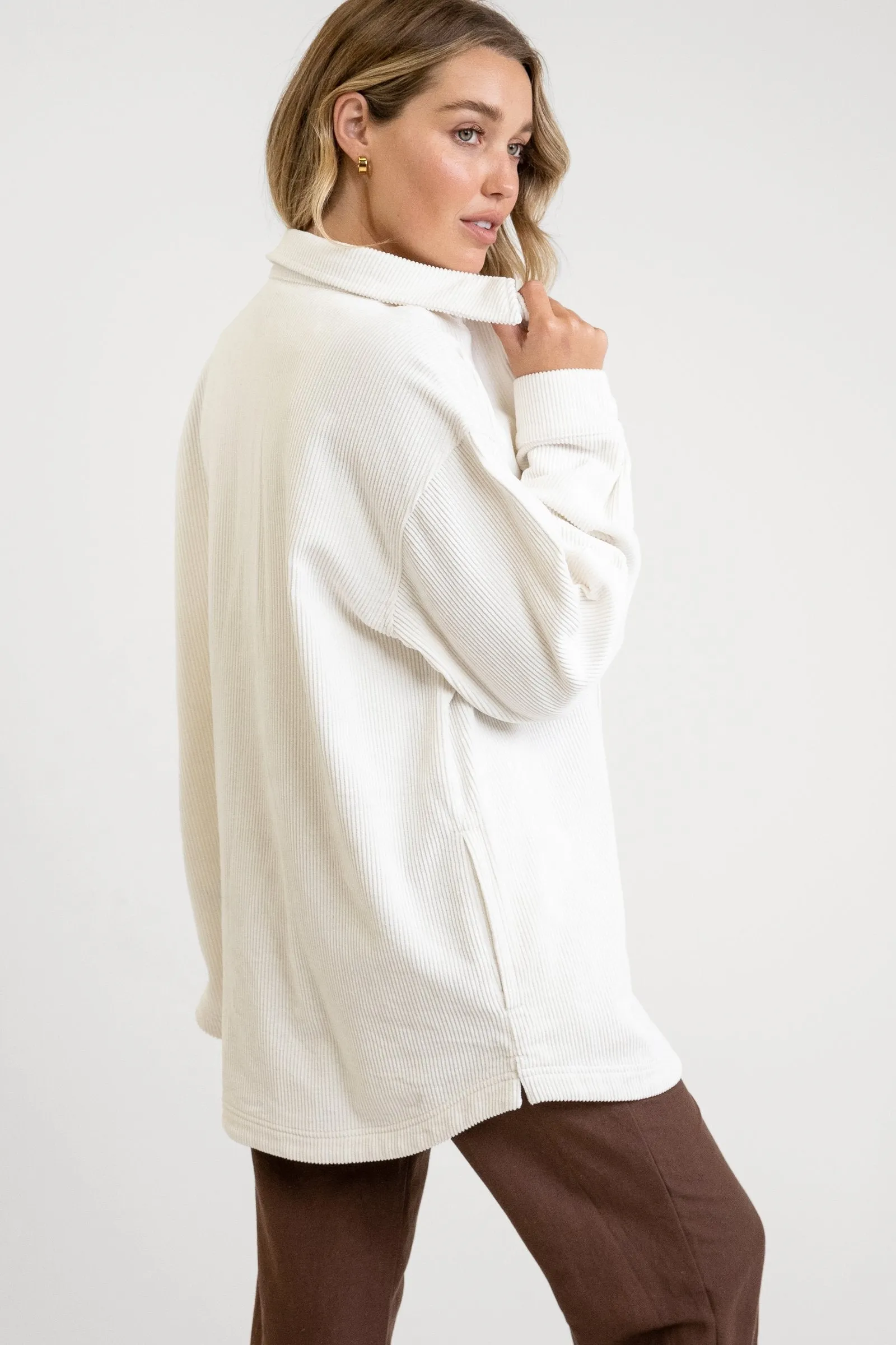 Corduroy Oversized Shacket Ivory