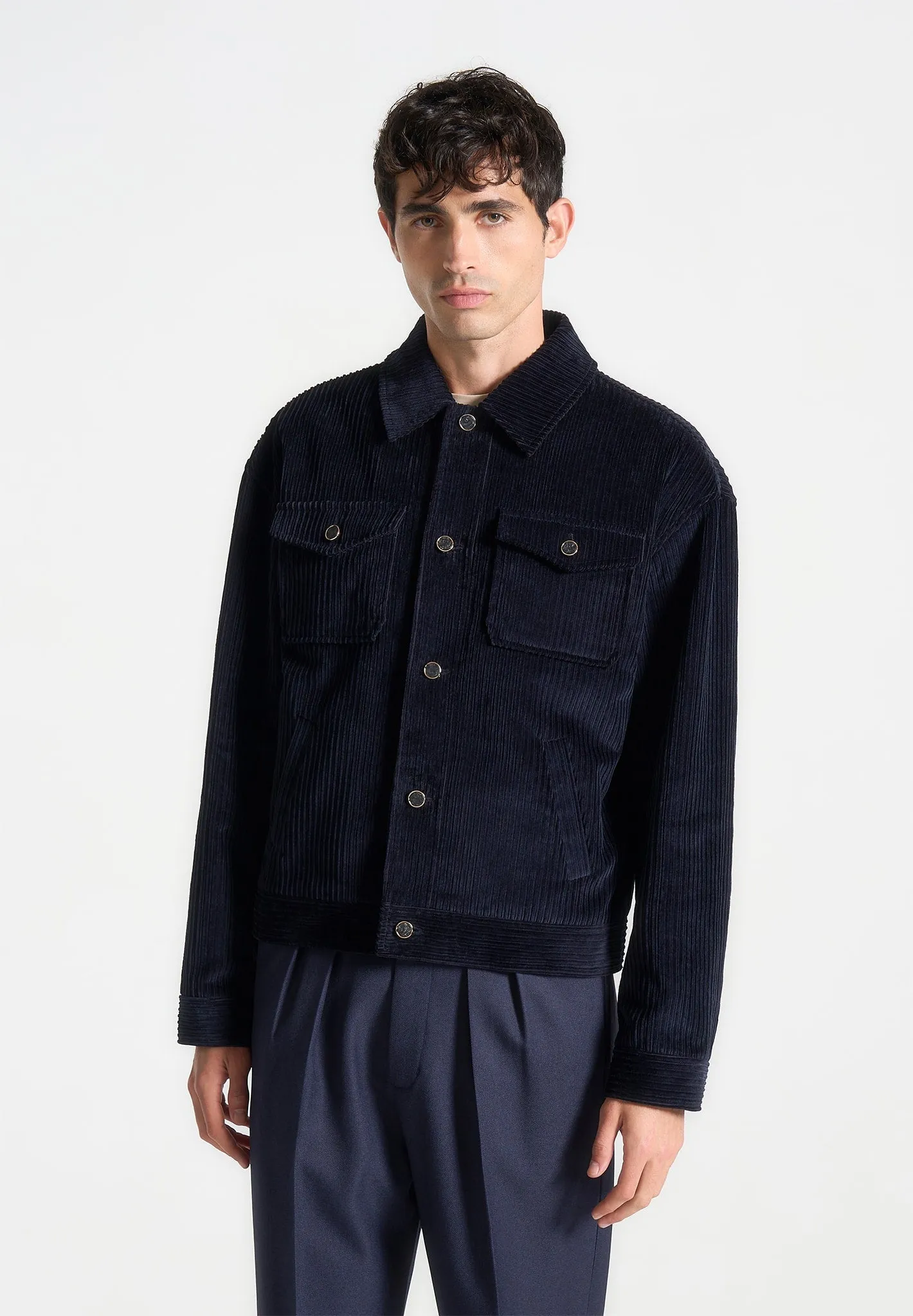 Corduroy Trucker Jacket - Navy