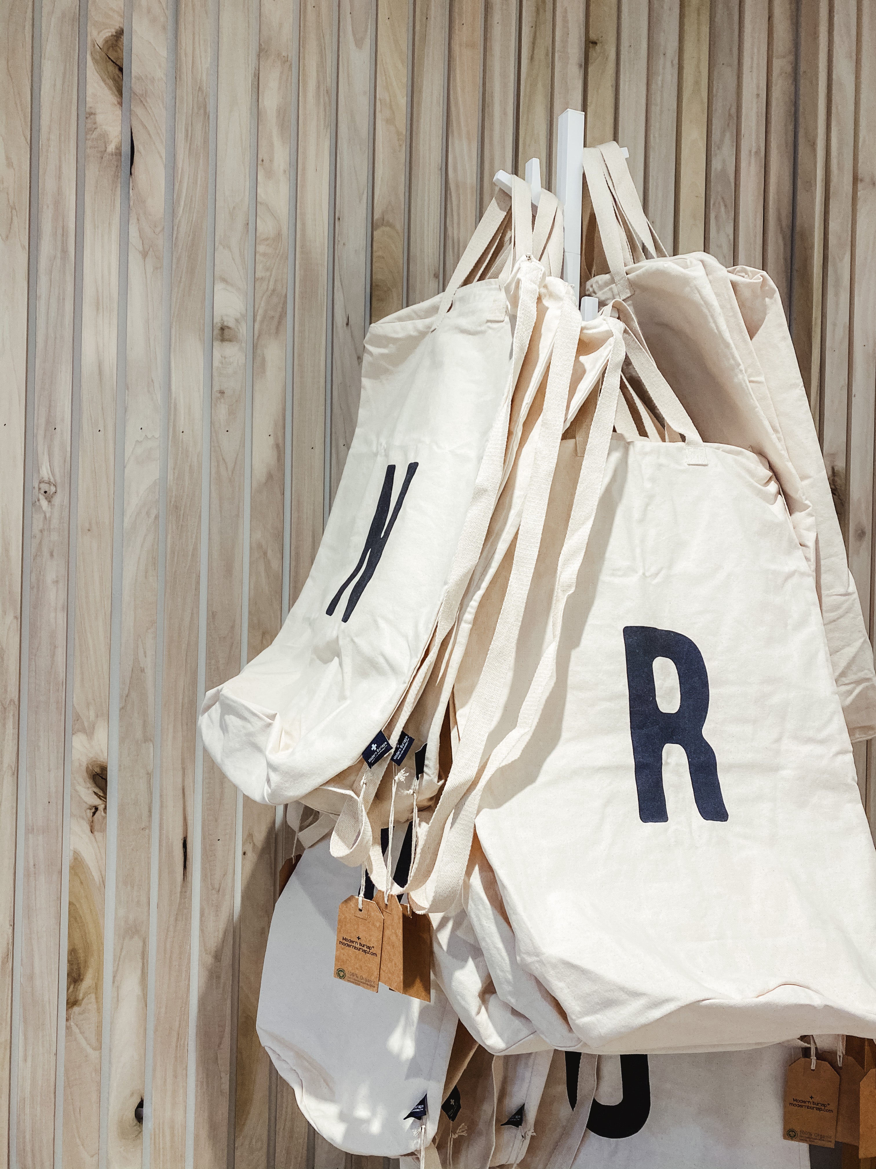 Cotton Canvas Laundry Bag With Shoulder Strap - Alphabet