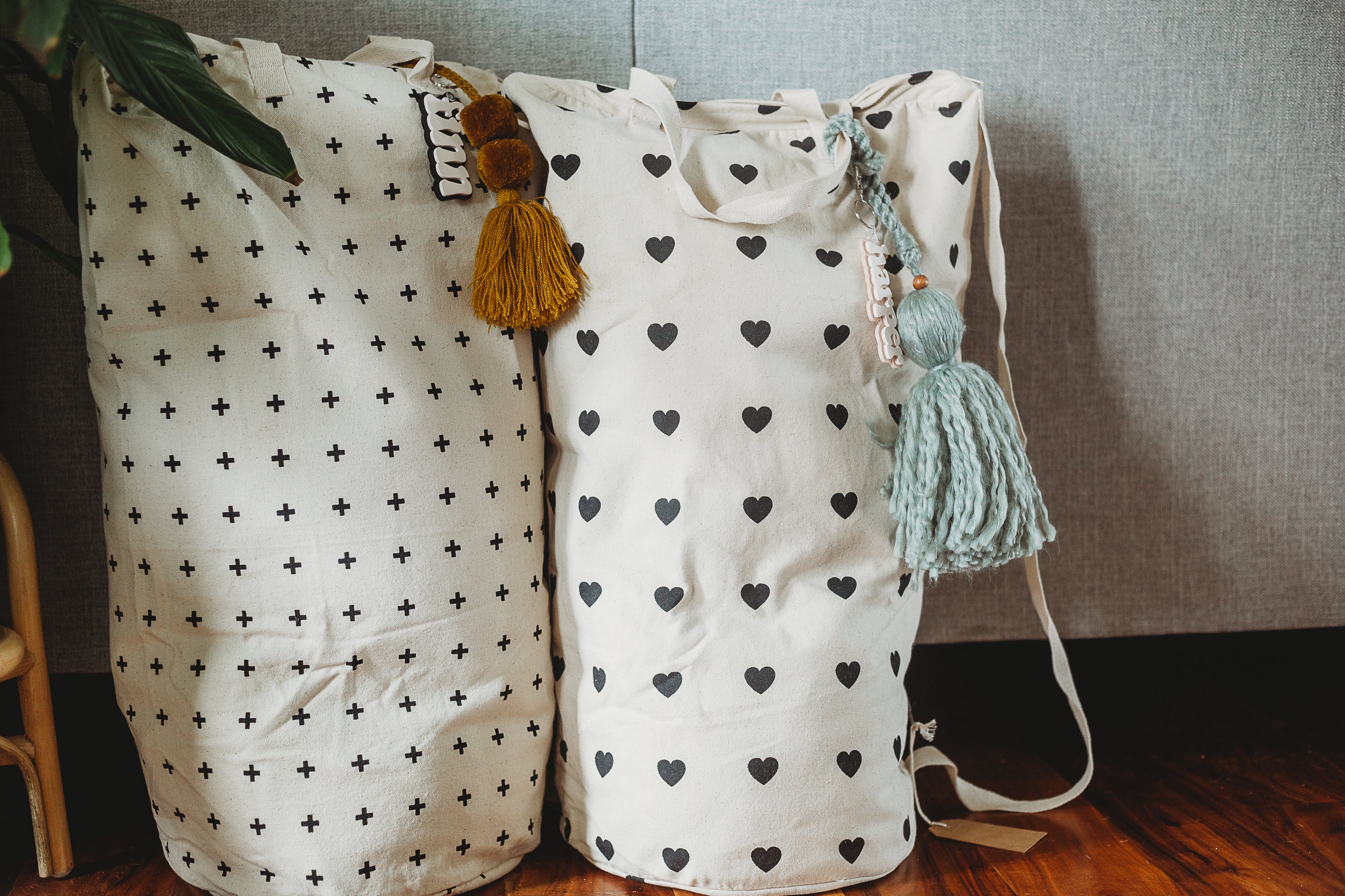 Cotton Canvas Laundry Bag With Shoulder Strap - Prints