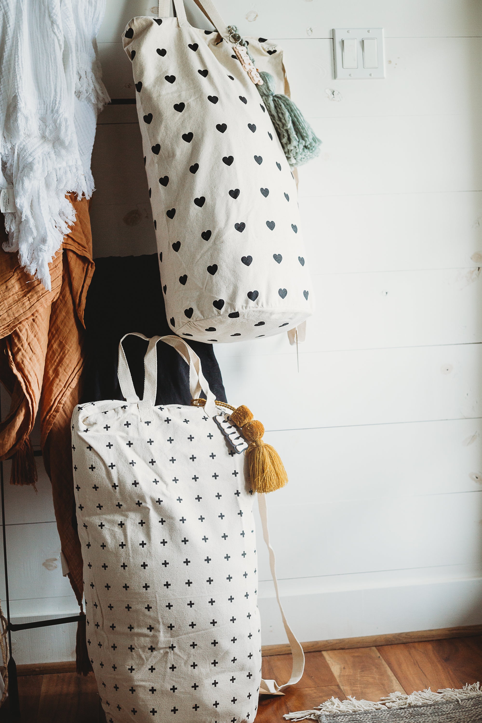 Cotton Canvas Laundry Bag With Shoulder Strap - Prints