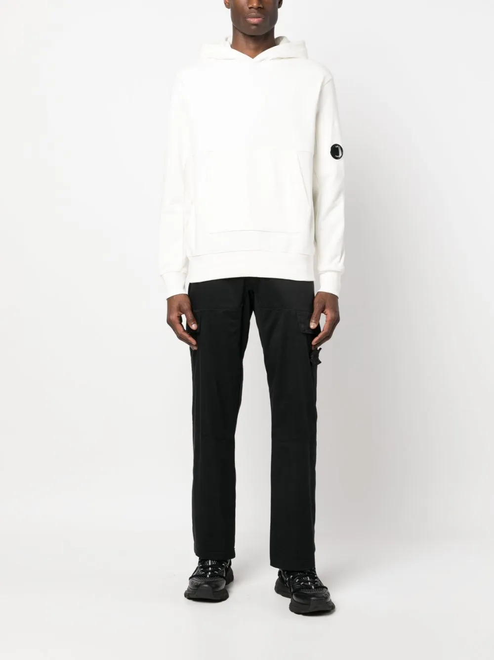 CP Company Sweat à capuche Blanc Diagonal raised fleece Classic